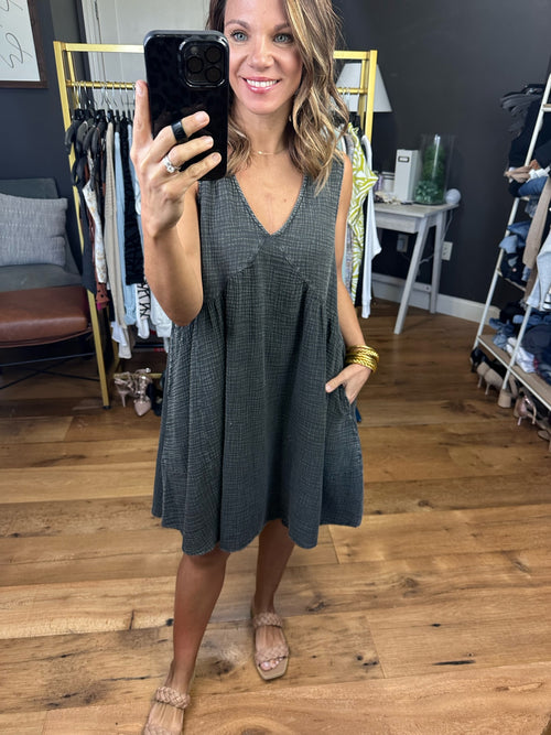 Headed West Mineral Wash Pocket Dress - Ash-Easel ed18189-Anna Kaytes Boutique, Women's Fashion Boutique in Grinnell, Iowa