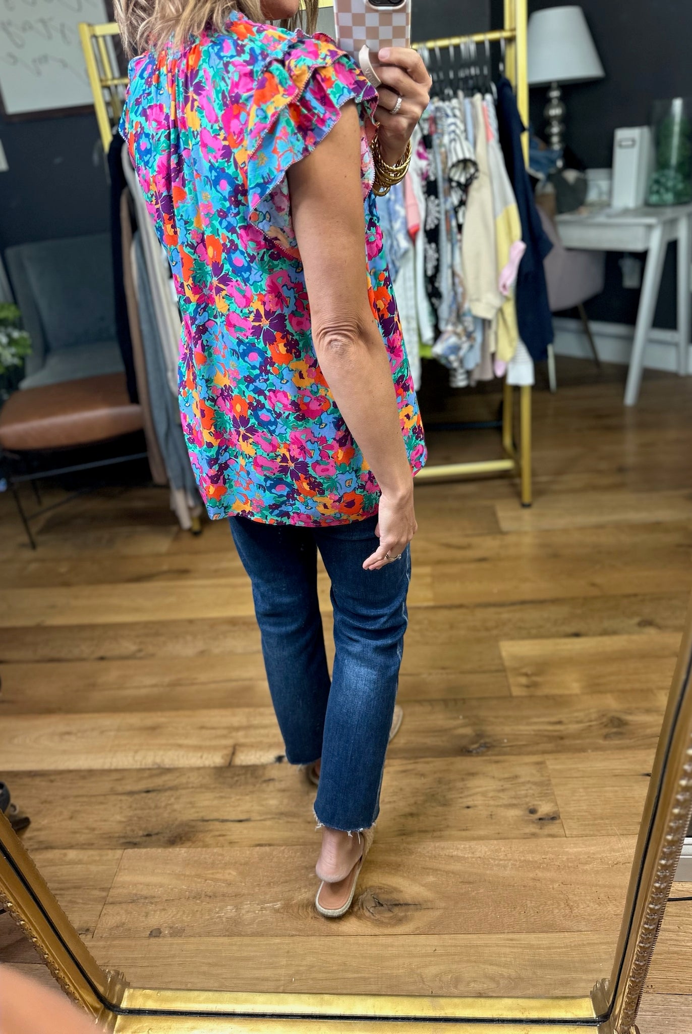 Flowers Bloom Floral Top - Hot Pink-Eesome-Anna Kaytes Boutique, Women's Fashion Boutique in Grinnell, Iowa