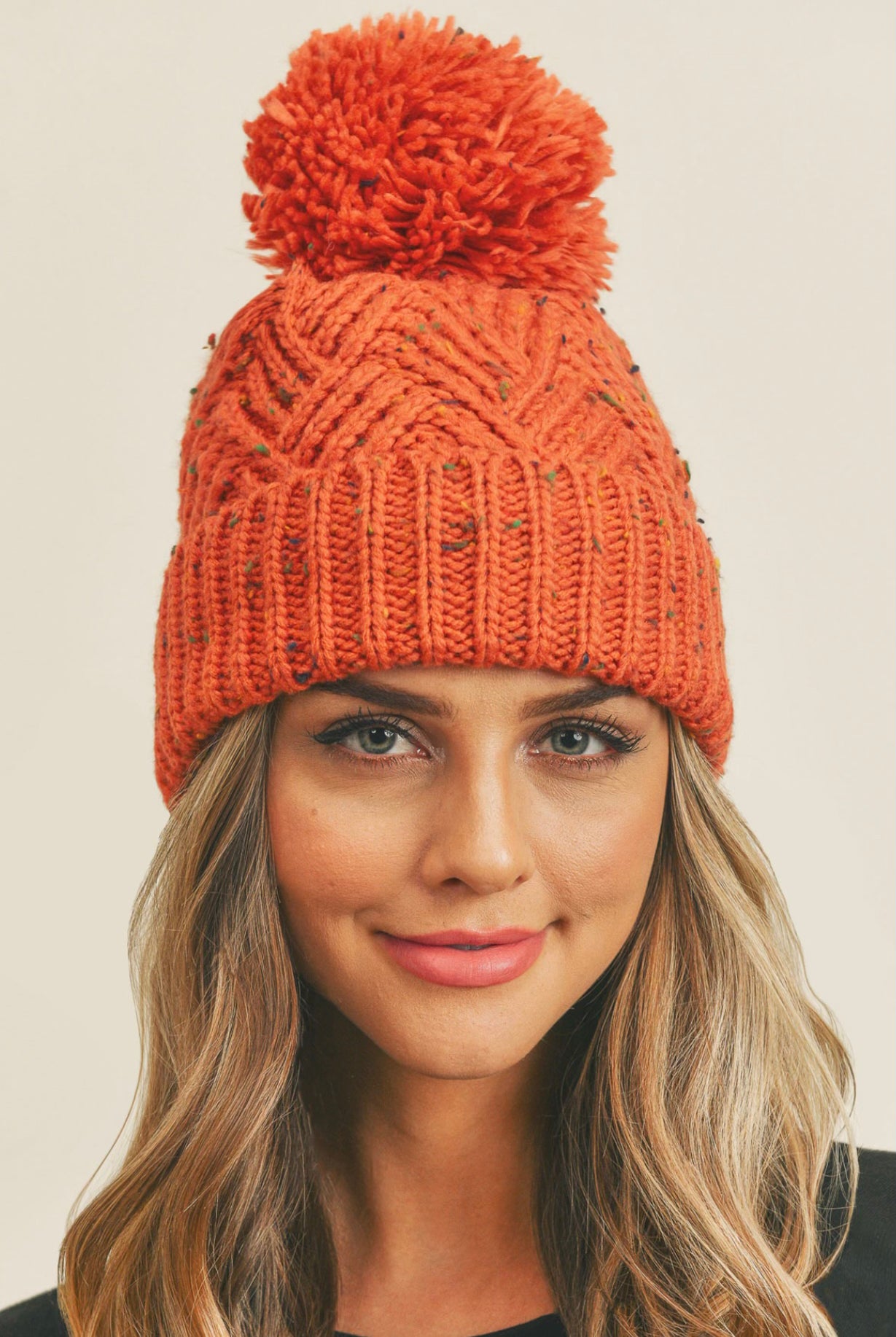 Speckled Knit Pom Pom Beanie- Multiple Options-Beanies-Joia MH-0078-Anna Kaytes Boutique, Women's Fashion Boutique in Grinnell, Iowa