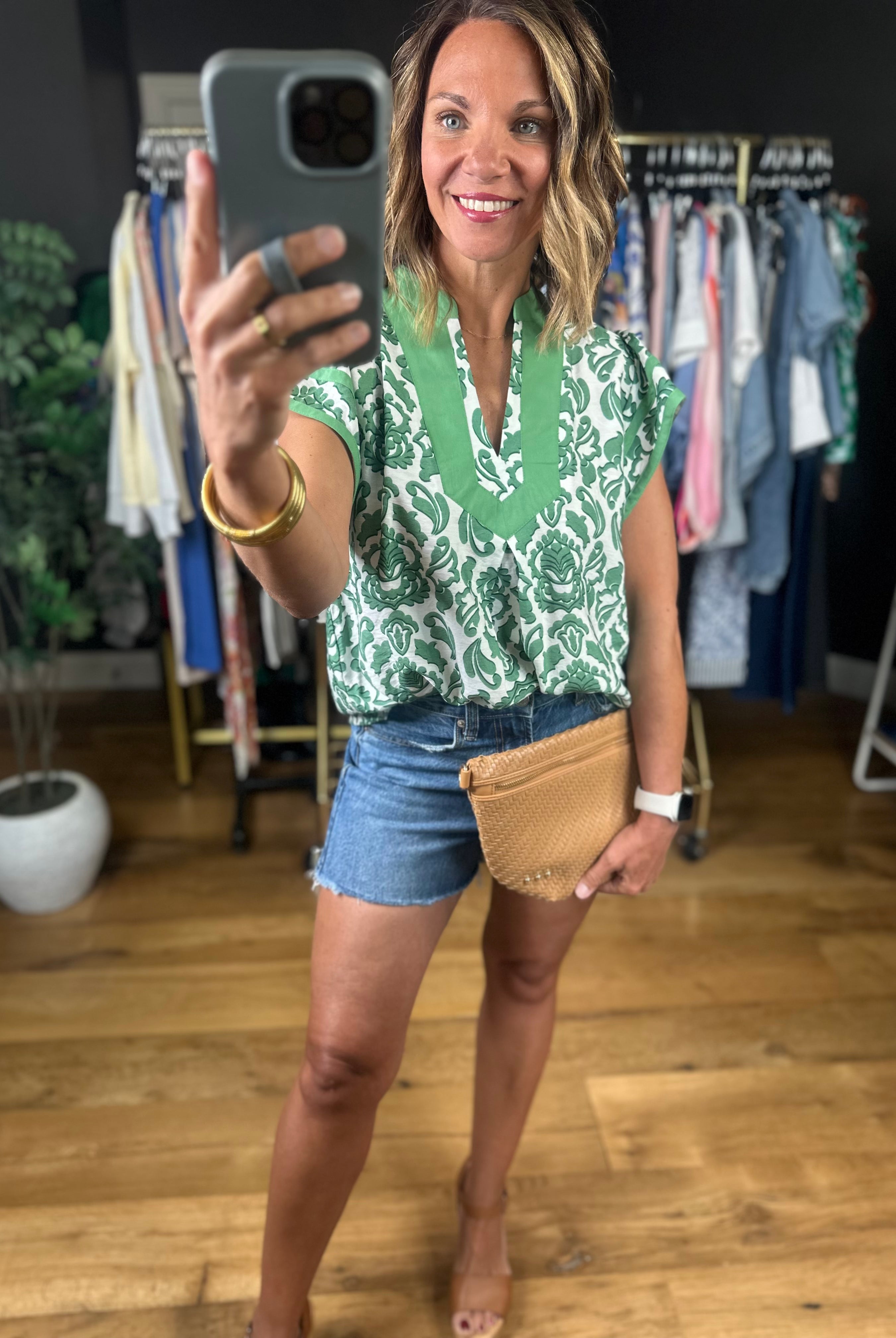 Late Spring Moment Patterned Top-Short Sleeves-Umgee-Anna Kaytes Boutique, Women's Fashion Boutique in Grinnell, Iowa