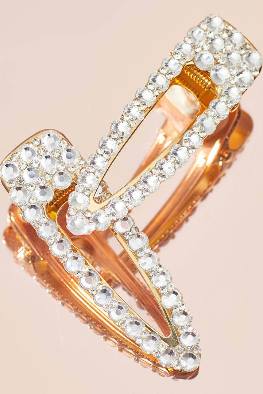 Metal Rhinestone Large Open Shape Hair Clip 1pc - Gold-KITSCH-Anna Kaytes Boutique, Women's Fashion Boutique in Grinnell, Iowa