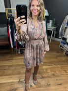 Better Than Real Floral Smock Detail Dress - Mauve/Grey-Dresses-Entro D21673-Anna Kaytes Boutique, Women's Fashion Boutique in Grinnell, Iowa