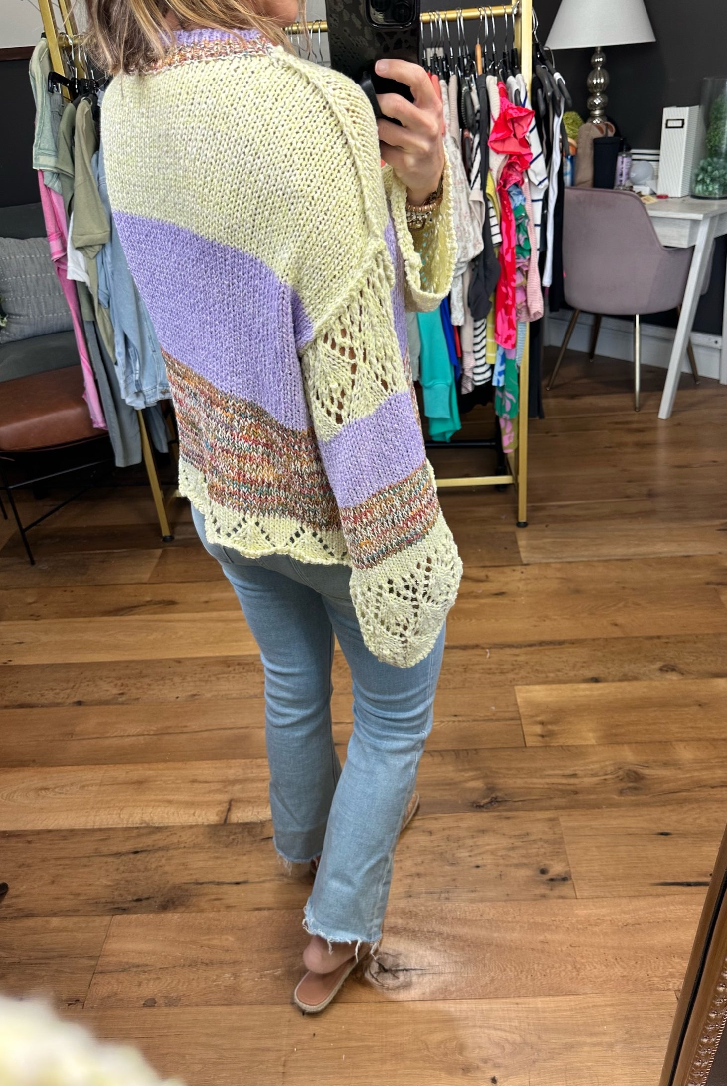 Heaven Sent Crochet Hem Knit Sweater - Lavender-Sweaters-Entro T21715-Anna Kaytes Boutique, Women's Fashion Boutique in Grinnell, Iowa