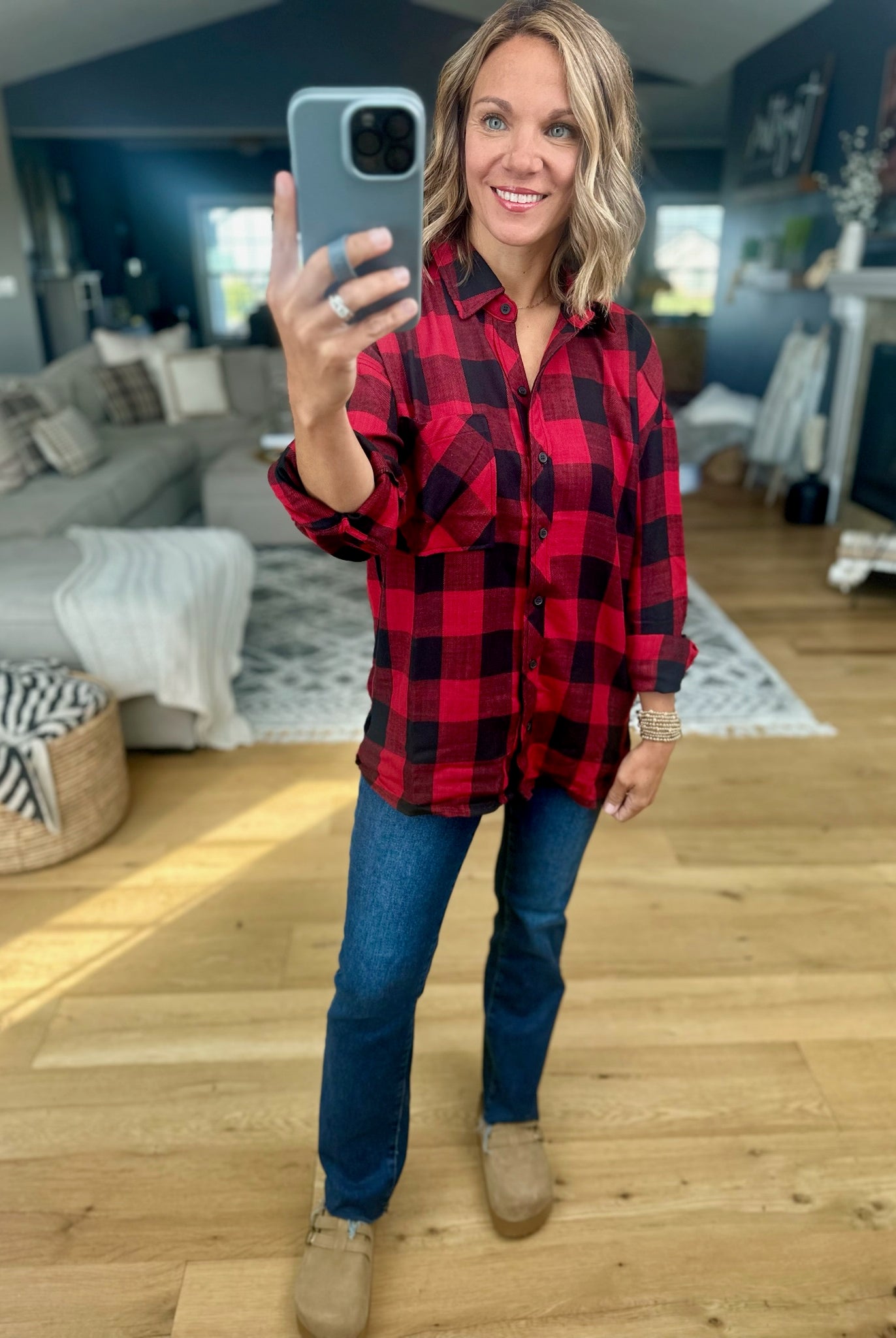 Find My Way Plaid Button-Down Top-Be Cool-Anna Kaytes Boutique, Women's Fashion Boutique in Grinnell, Iowa