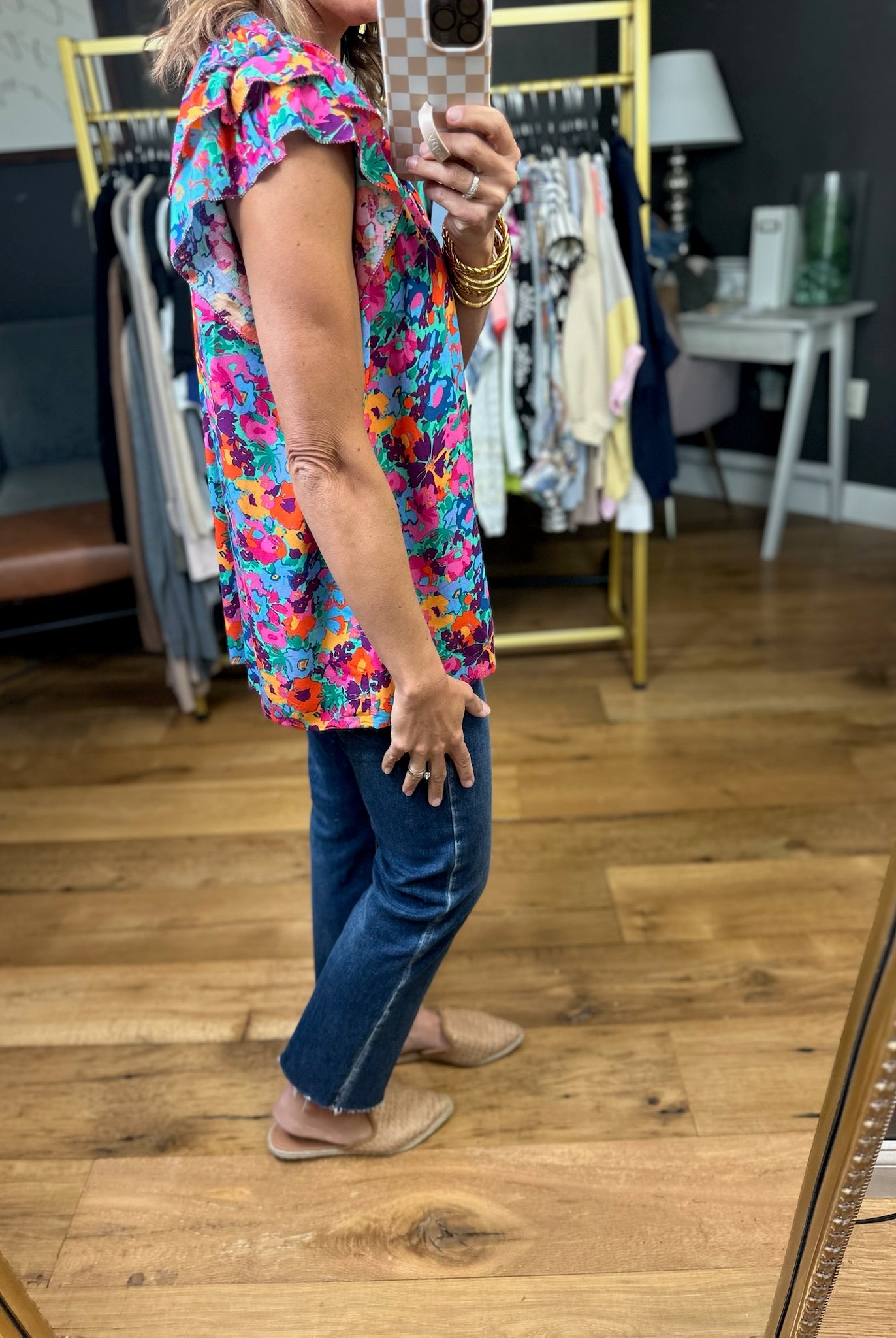 Flowers Bloom Floral Top - Hot Pink-Eesome-Anna Kaytes Boutique, Women's Fashion Boutique in Grinnell, Iowa