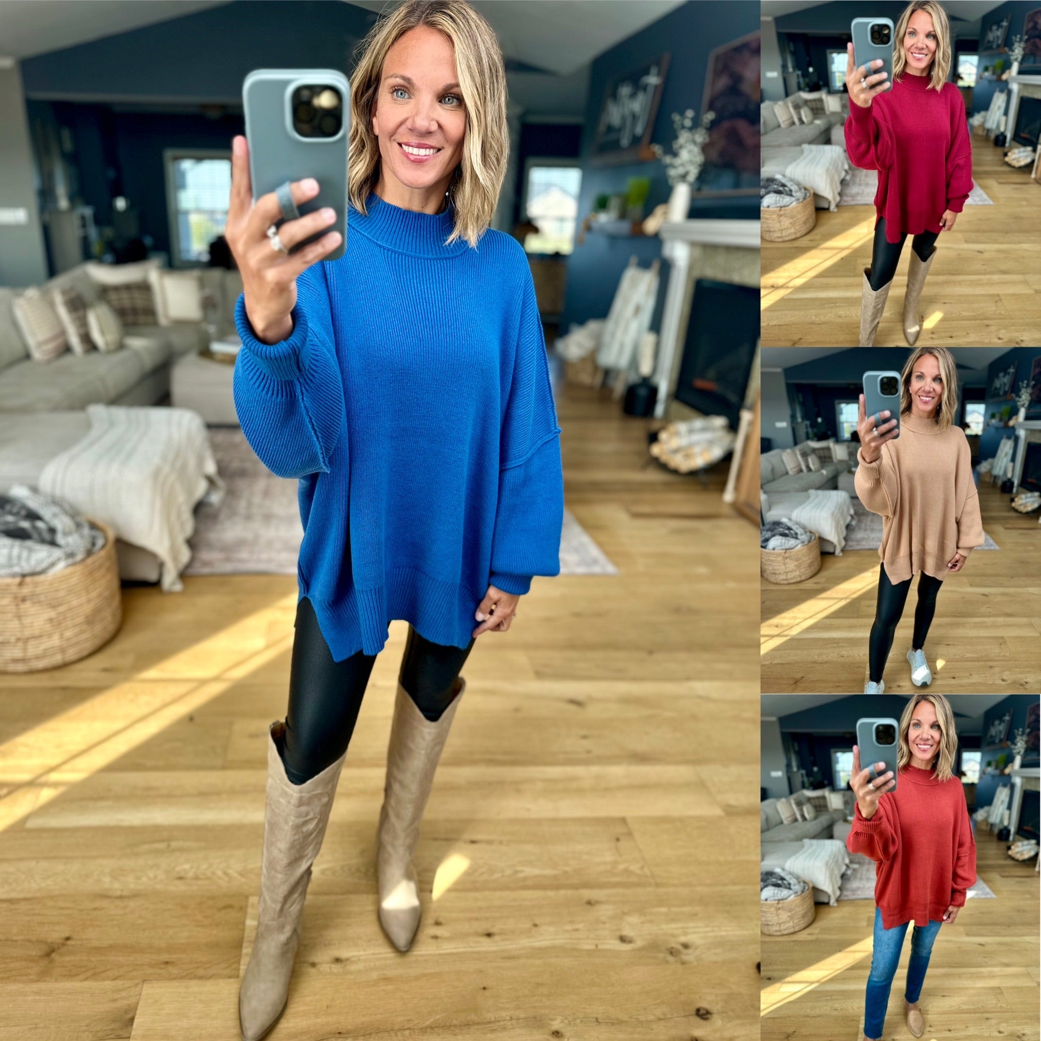 The Jaymes Mockneck Oversized Sweater-Sweaters-zenana-Anna Kaytes Boutique, Women's Fashion Boutique in Grinnell, Iowa