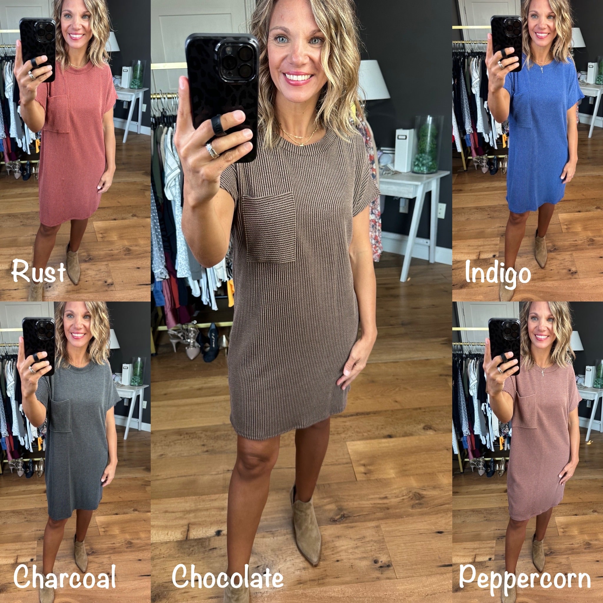 One Way Out Corded Pocket Detail Dress - Multiple Options