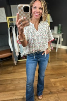 Moving Through Patterned Top - Coral-Entro-Anna Kaytes Boutique, Women's Fashion Boutique in Grinnell, Iowa