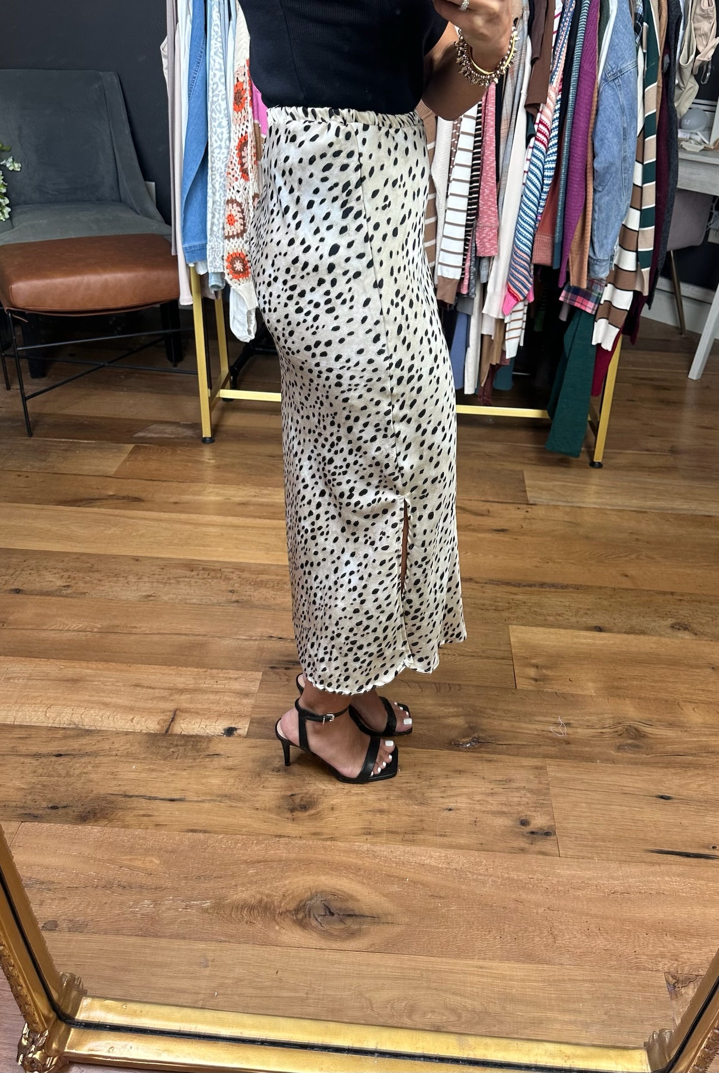 Modern Elegance Animal Print Skirt - Taupe/Black-Bucketlist-Anna Kaytes Boutique, Women's Fashion Boutique in Grinnell, Iowa