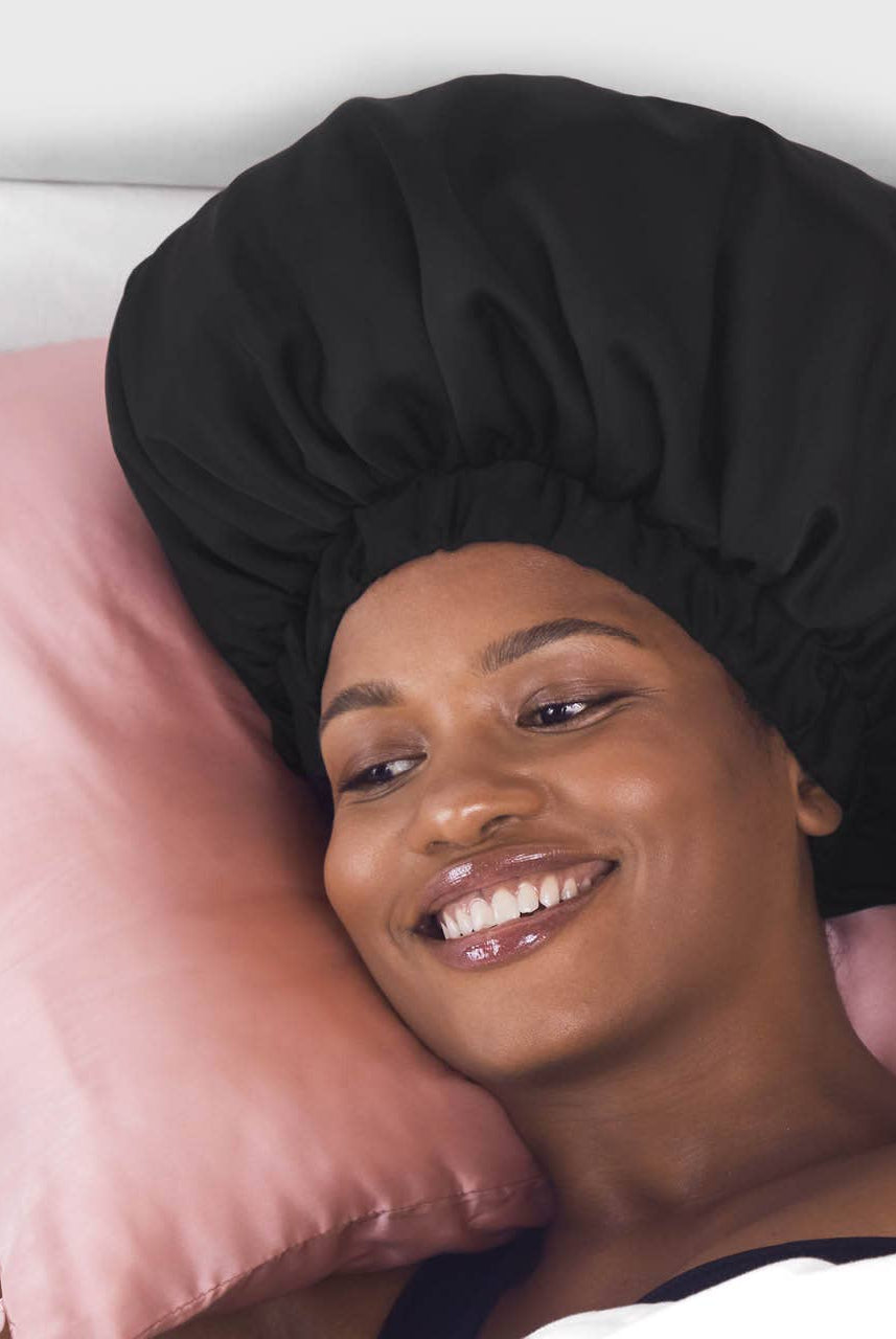 Satin Sleep XL Adjustable Bonnet - Black-KITSCH-Anna Kaytes Boutique, Women's Fashion Boutique in Grinnell, Iowa