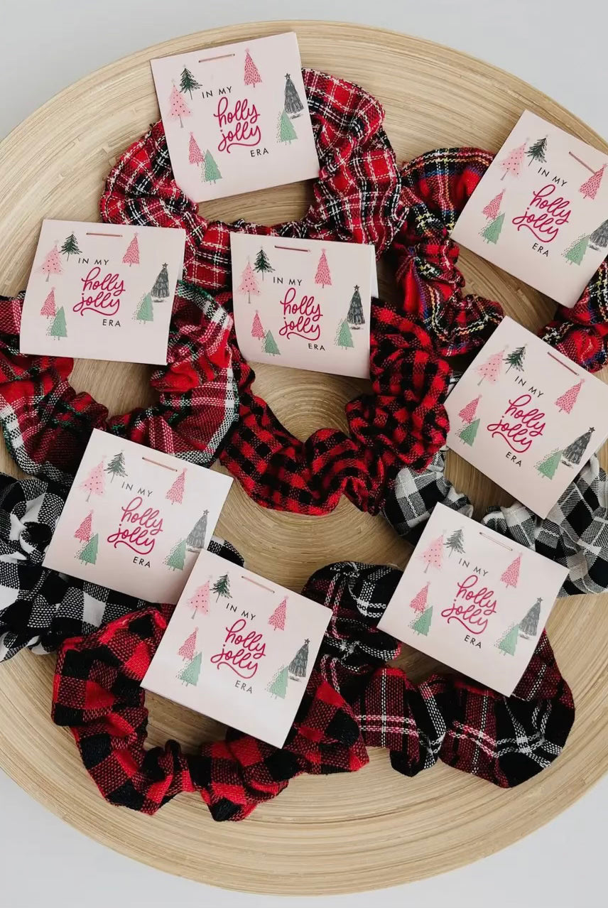 Holiday Jolly Era Spirit Plaid Scunchie-Hair Accessories-Anna Kaytes Boutique-Anna Kaytes Boutique, Women's Fashion Boutique in Grinnell, Iowa