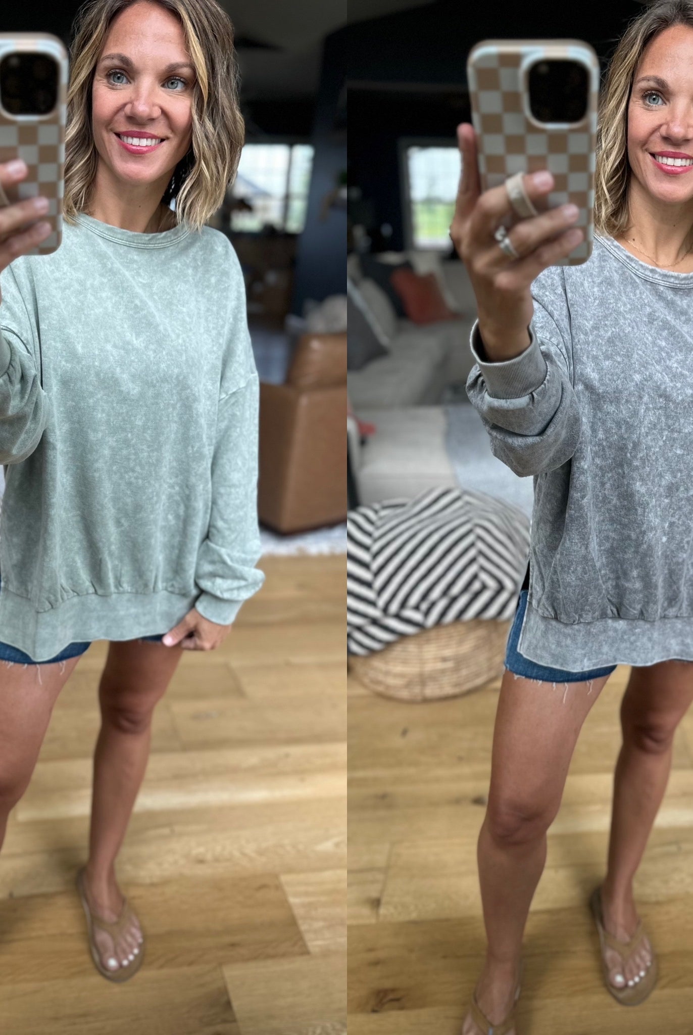 Right Away Washed Crew Sweatshirt-Blu Pepper-Anna Kaytes Boutique, Women's Fashion Boutique in Grinnell, Iowa