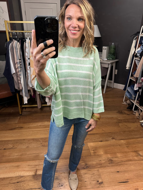 Hopeful Dreamer Dolman Striped Top - Mint-Be Cool 63916-Anna Kaytes Boutique, Women's Fashion Boutique in Grinnell, Iowa
