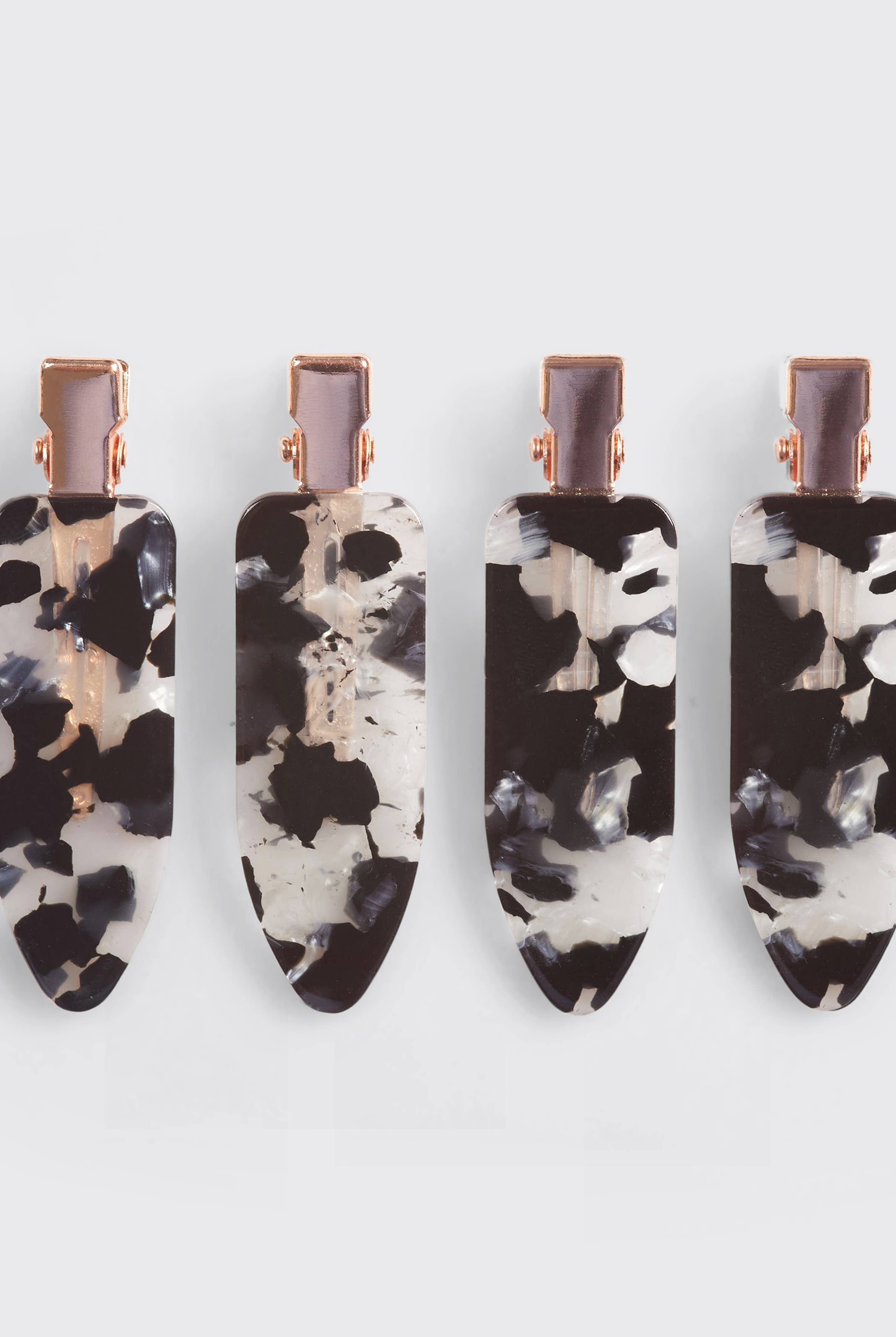 Eco-Friendly Creaseless Clips 4pc Set - Black Terrazzo-KITSCH-Anna Kaytes Boutique, Women's Fashion Boutique in Grinnell, Iowa