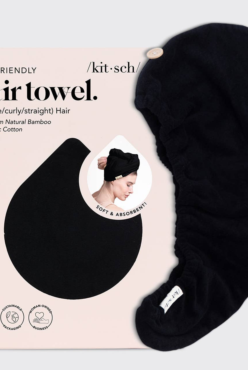 Quick Dry Hair Towel - Eco Black-KITSCH-Anna Kaytes Boutique, Women's Fashion Boutique in Grinnell, Iowa