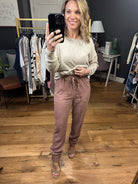 The Kenna Linen Drawstring Jogger - Clay-Joggers-Be Cool 42519-Anna Kaytes Boutique, Women's Fashion Boutique in Grinnell, Iowa