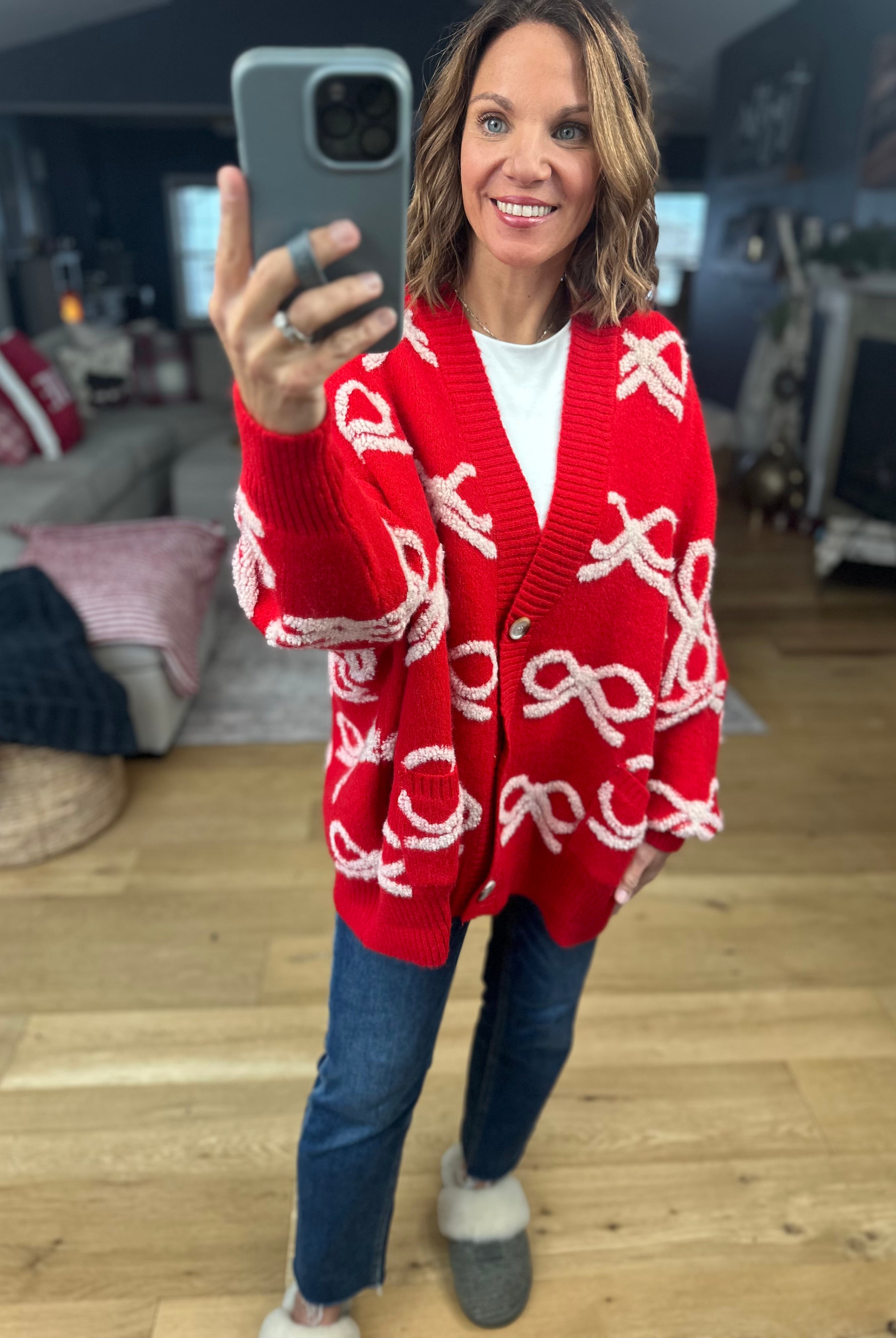 Tied With Love Bow-Detail Cardigan-Sweaters-Bucketlist-Anna Kaytes Boutique, Women's Fashion Boutique in Grinnell, Iowa