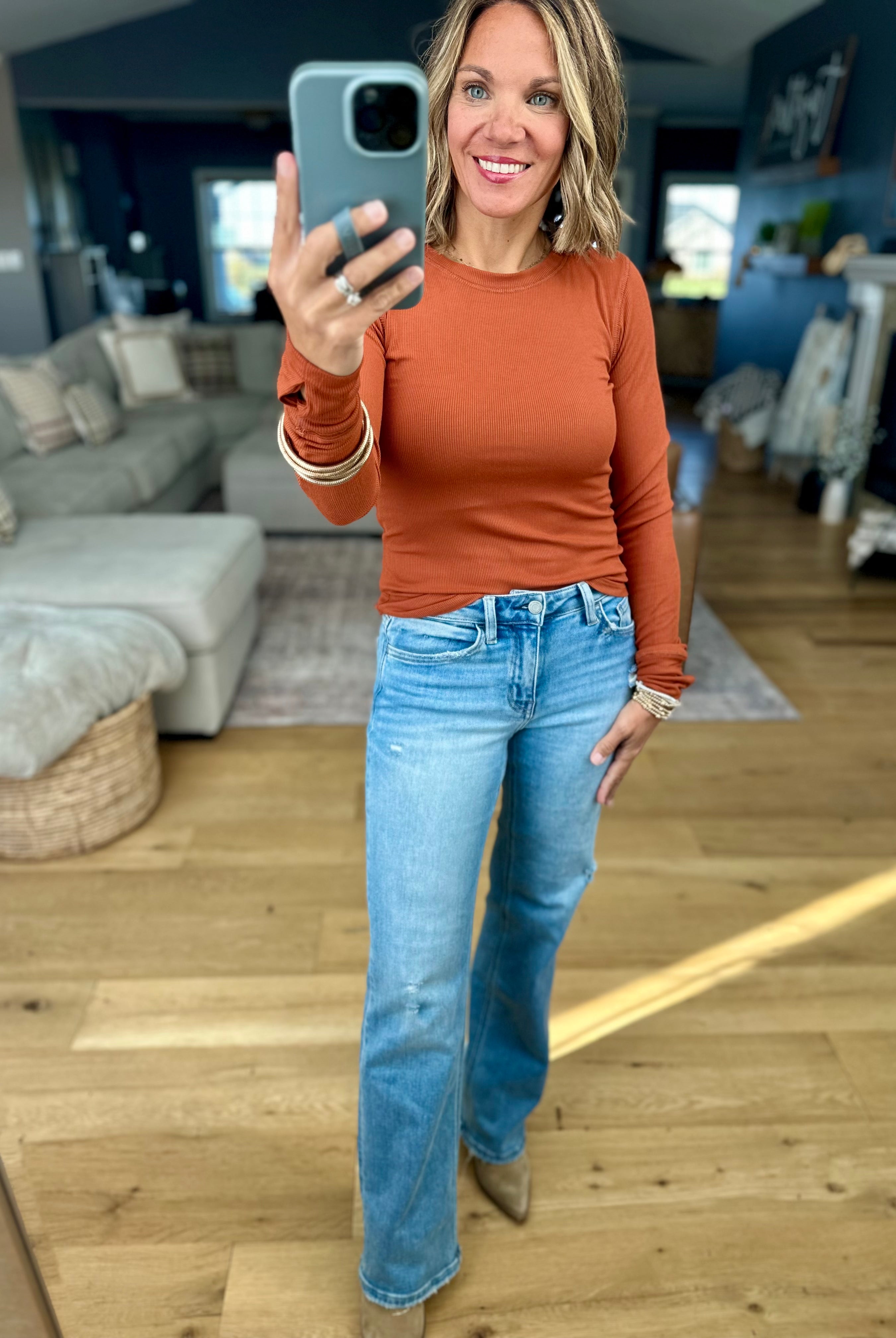 The Lennie Ribbed Long Sleeve Top-Wasabi & Mint-Anna Kaytes Boutique, Women's Fashion Boutique in Grinnell, Iowa