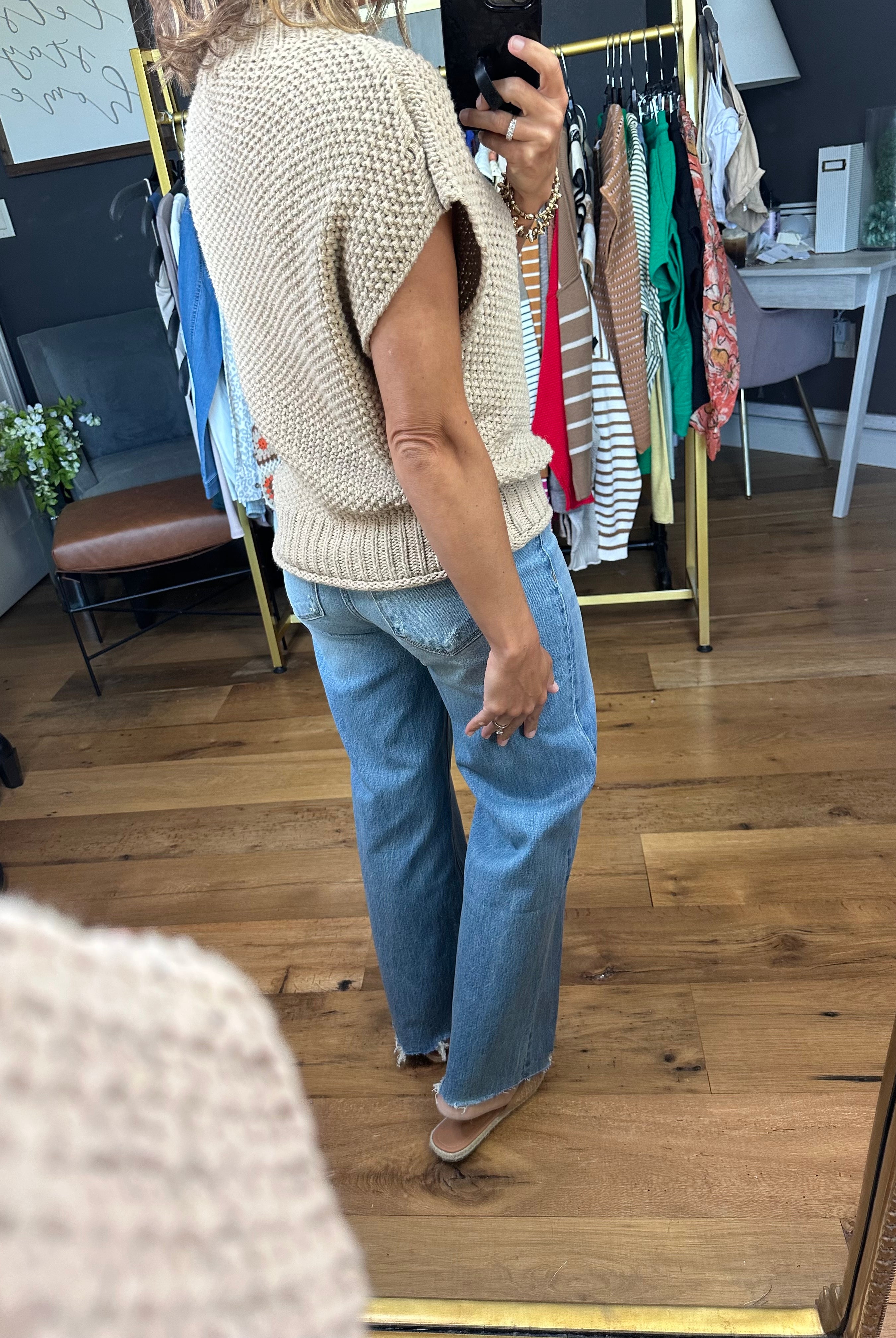 **Take Me Out Mock-Neck Sleeveless Sweater - Light Mocha-Sweaters-She & Sky SS9359-Anna Kaytes Boutique, Women's Fashion Boutique in Grinnell, Iowa