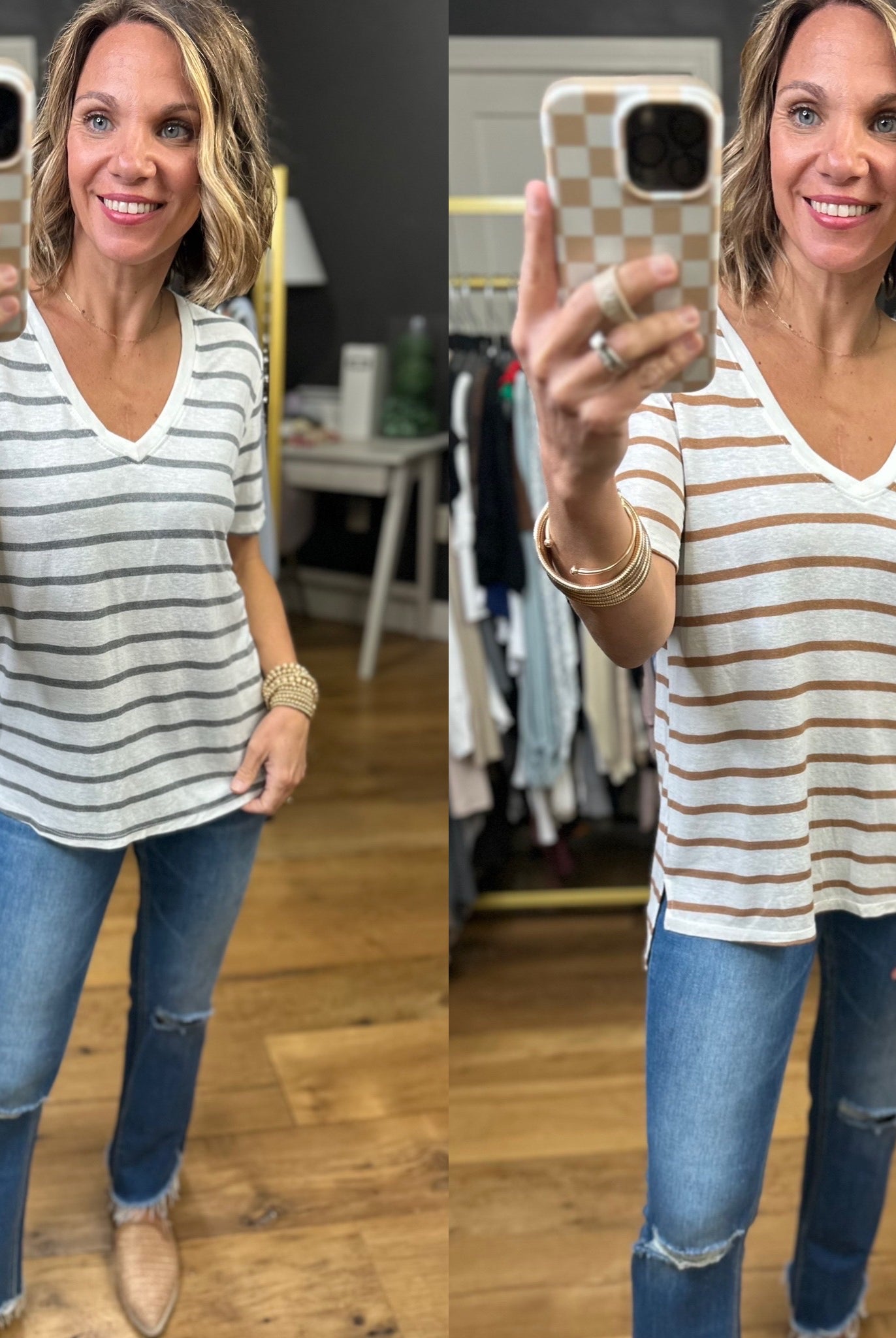 Usual Spot Striped V-Neck Top - Multiple Options-Be Cool-Anna Kaytes Boutique, Women's Fashion Boutique in Grinnell, Iowa