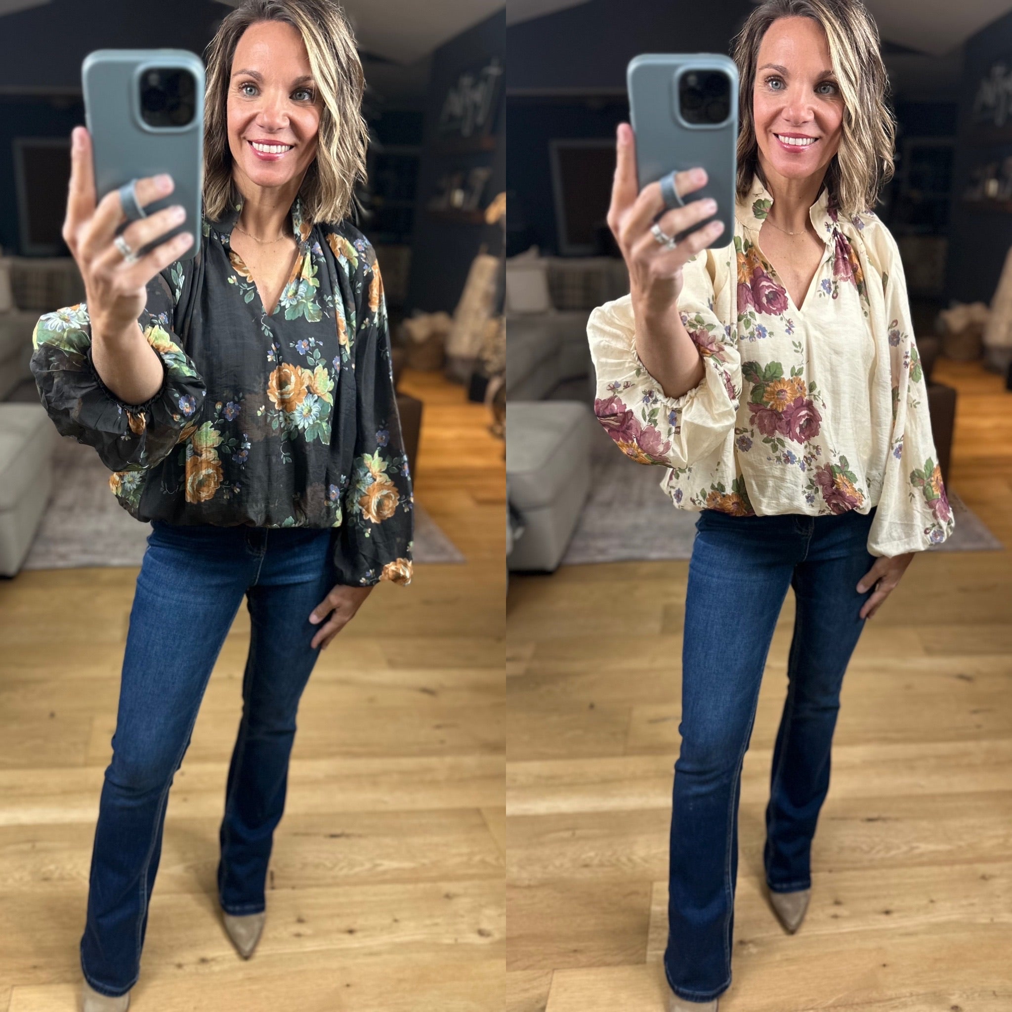 Out Of The Ordinary Floral Top-Long Sleeves-Entro-Anna Kaytes Boutique, Women's Fashion Boutique in Grinnell, Iowa
