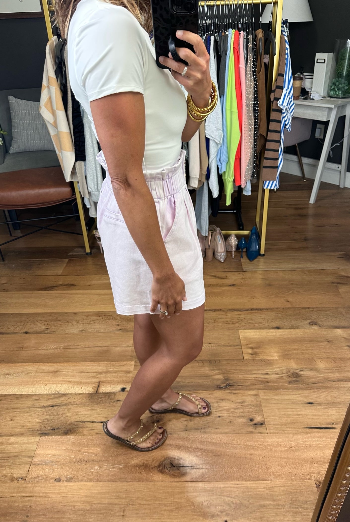 Any Way Possible High-Waisted Paper Bag Shorts - Lavender-Shorts-Skies Are Blue 93928-Anna Kaytes Boutique, Women's Fashion Boutique in Grinnell, Iowa