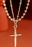 Double Chain Large Cross Necklace- Gold-Necklace-Anna Kaytes Boutique-Anna Kaytes Boutique, Women's Fashion Boutique in Grinnell, Iowa