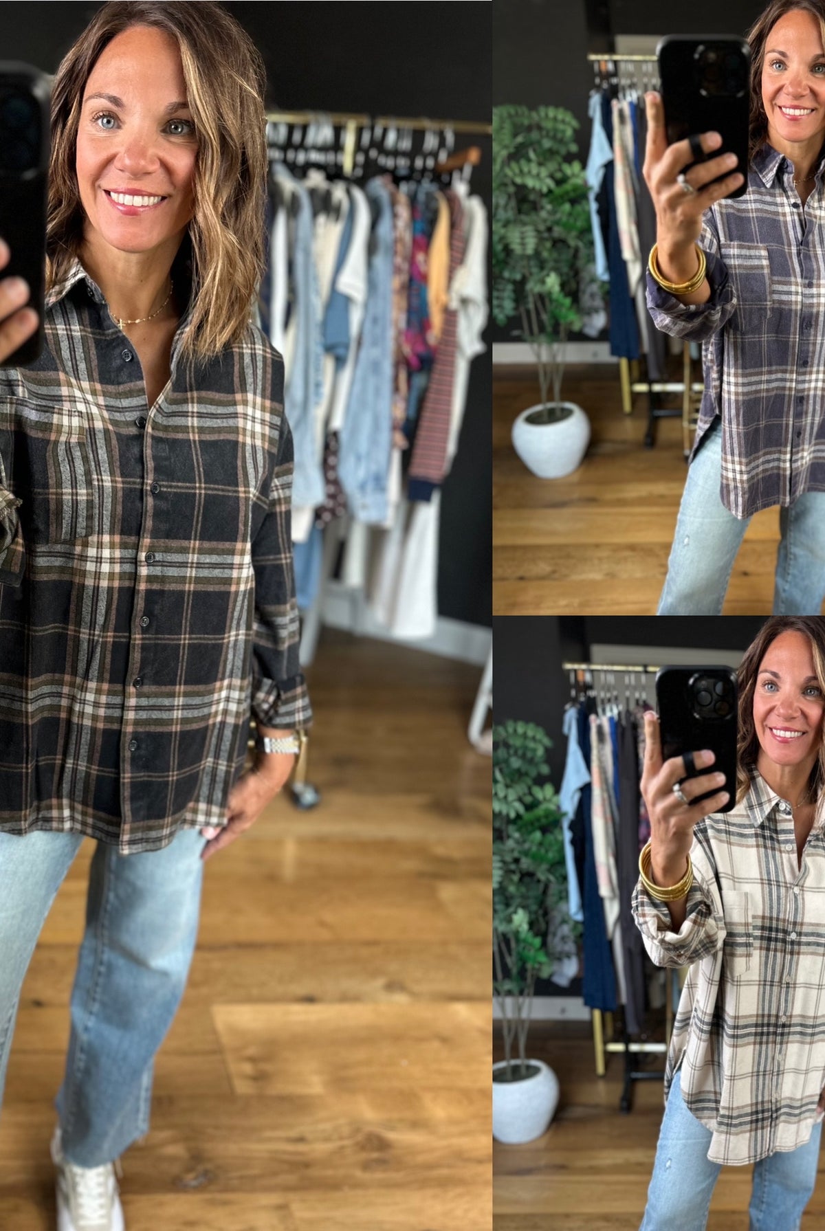 Fully Invested Plaid Button-Down Top-Long Sleeves-Blu Pepper-Anna Kaytes Boutique, Women's Fashion Boutique in Grinnell, Iowa