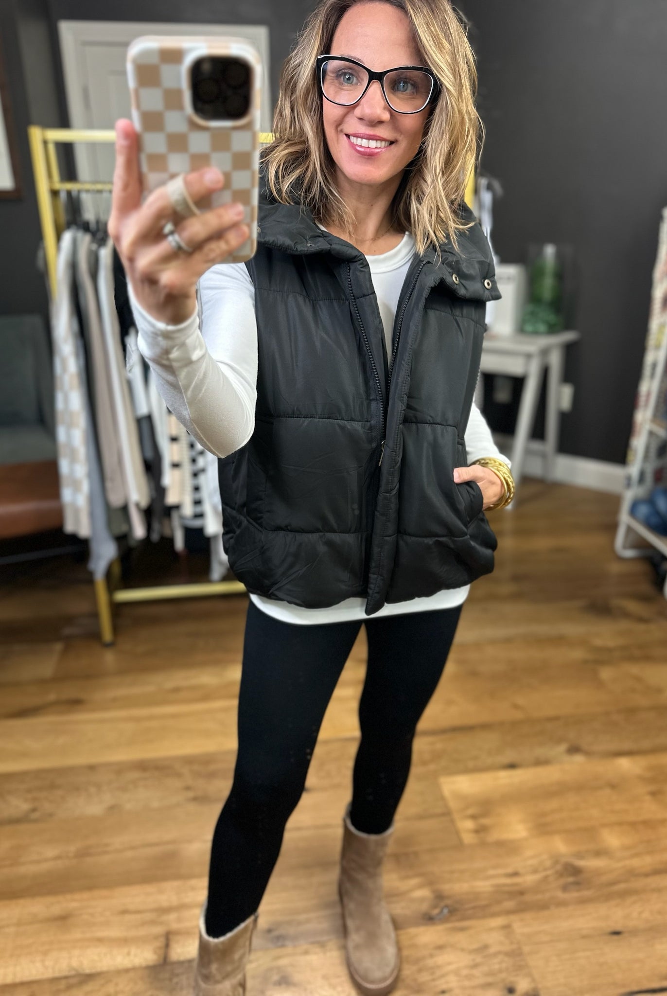 The Gabby Puffer Vest - Black-Blu Pepper-Anna Kaytes Boutique, Women's Fashion Boutique in Grinnell, Iowa