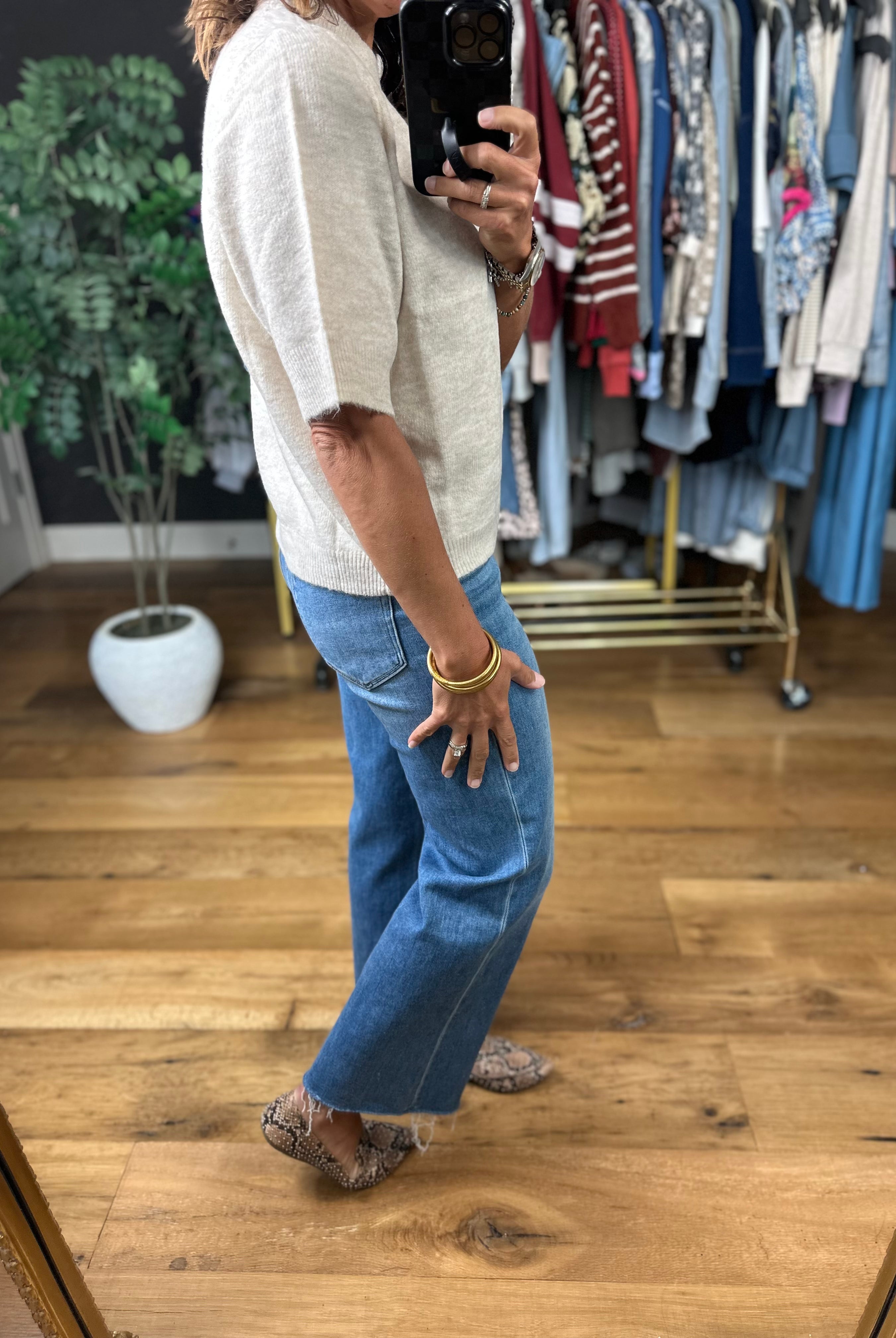 On The Record Knit Top-Short Sleeves-Blu Pepper-Anna Kaytes Boutique, Women's Fashion Boutique in Grinnell, Iowa