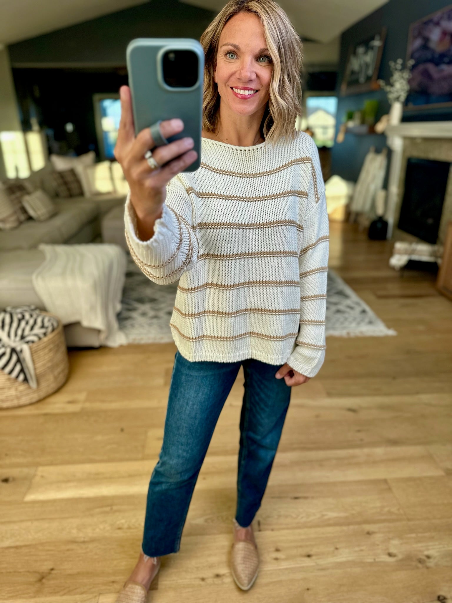 **The Way It Goes Striped Knit Sweater-Wishlist-Anna Kaytes Boutique, Women's Fashion Boutique in Grinnell, Iowa