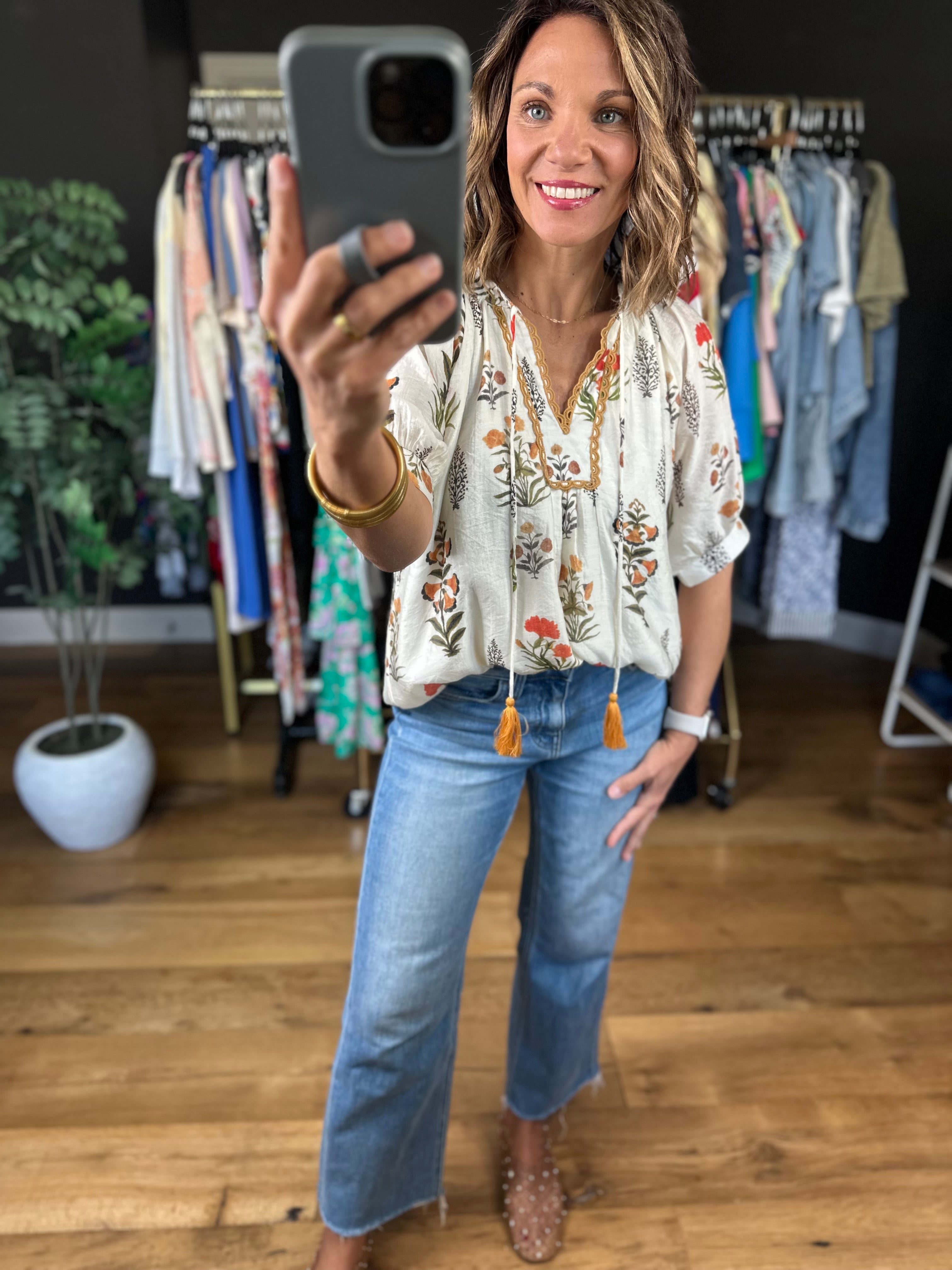 Petal & Grace Floral Top-Short Sleeves-Umgee-Anna Kaytes Boutique, Women's Fashion Boutique in Grinnell, Iowa