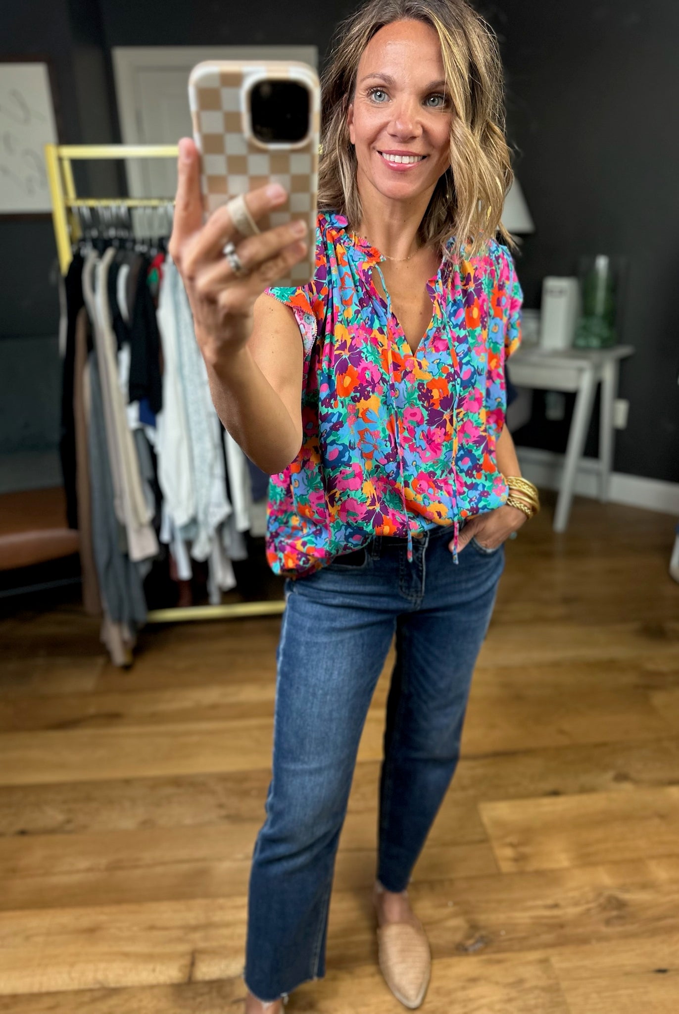 Flowers Bloom Floral Top - Hot Pink-Eesome-Anna Kaytes Boutique, Women's Fashion Boutique in Grinnell, Iowa