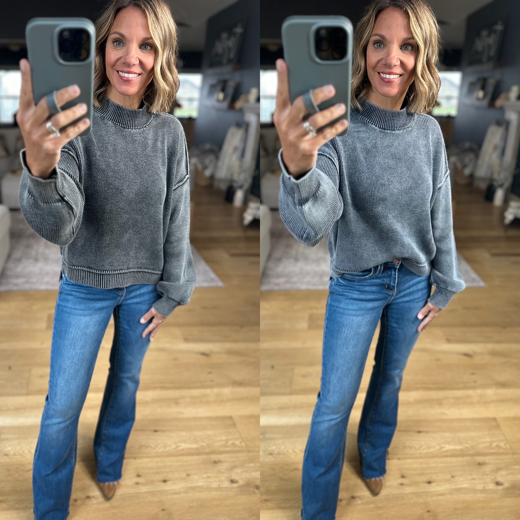 Between The Lines Mock-Neck Sweater-Sweaters-Wishlist-Anna Kaytes Boutique, Women's Fashion Boutique in Grinnell, Iowa