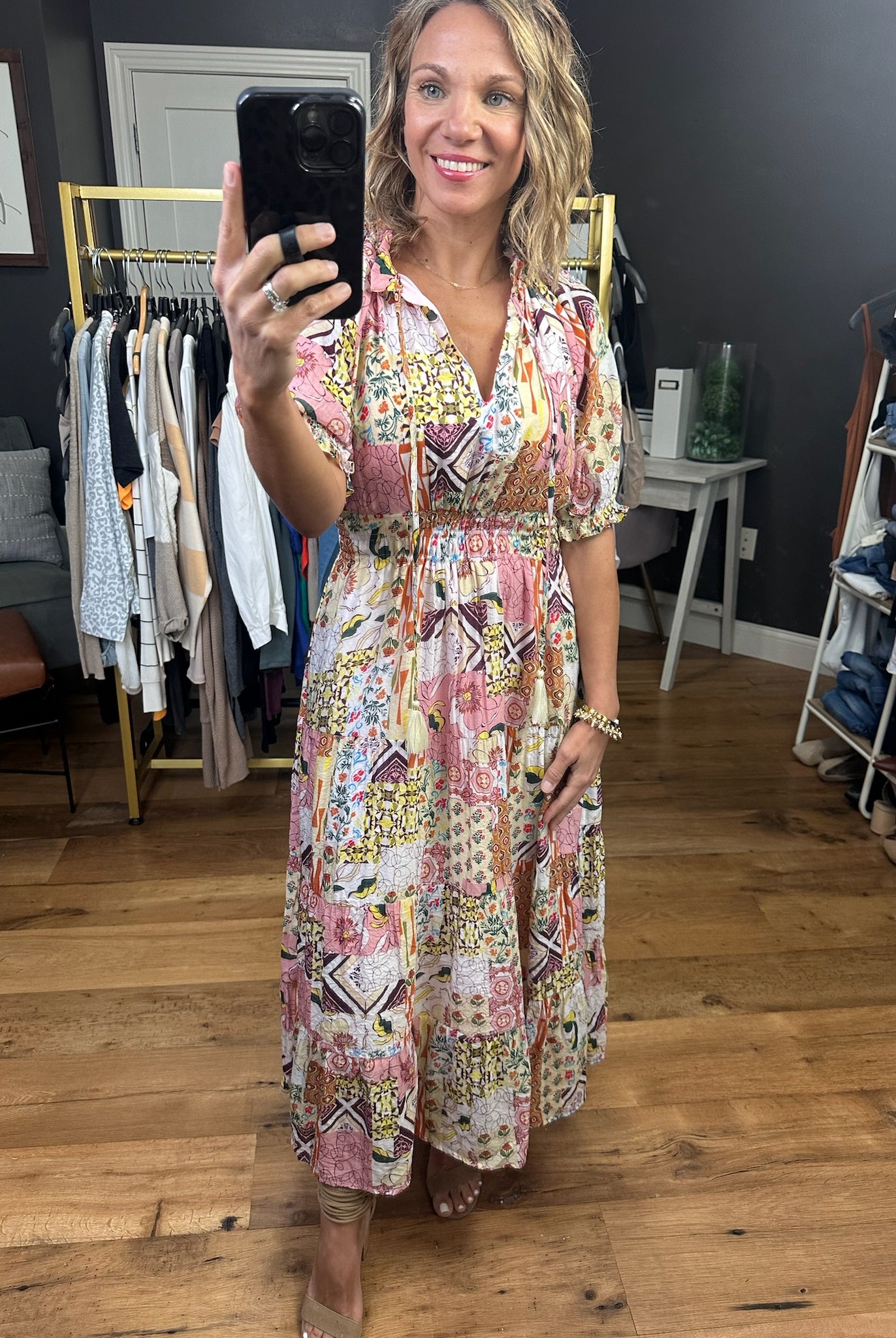 Legendary Moment Patchwork Maxi Dress - Ivory Multi-Dresses-THML-Anna Kaytes Boutique, Women's Fashion Boutique in Grinnell, Iowa