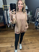 Interested To See Mineral Wash Pocket Crewneck Sweatshirt - Rust-Sweaters-Zenana OTW-4552y-Anna Kaytes Boutique, Women's Fashion Boutique in Grinnell, Iowa