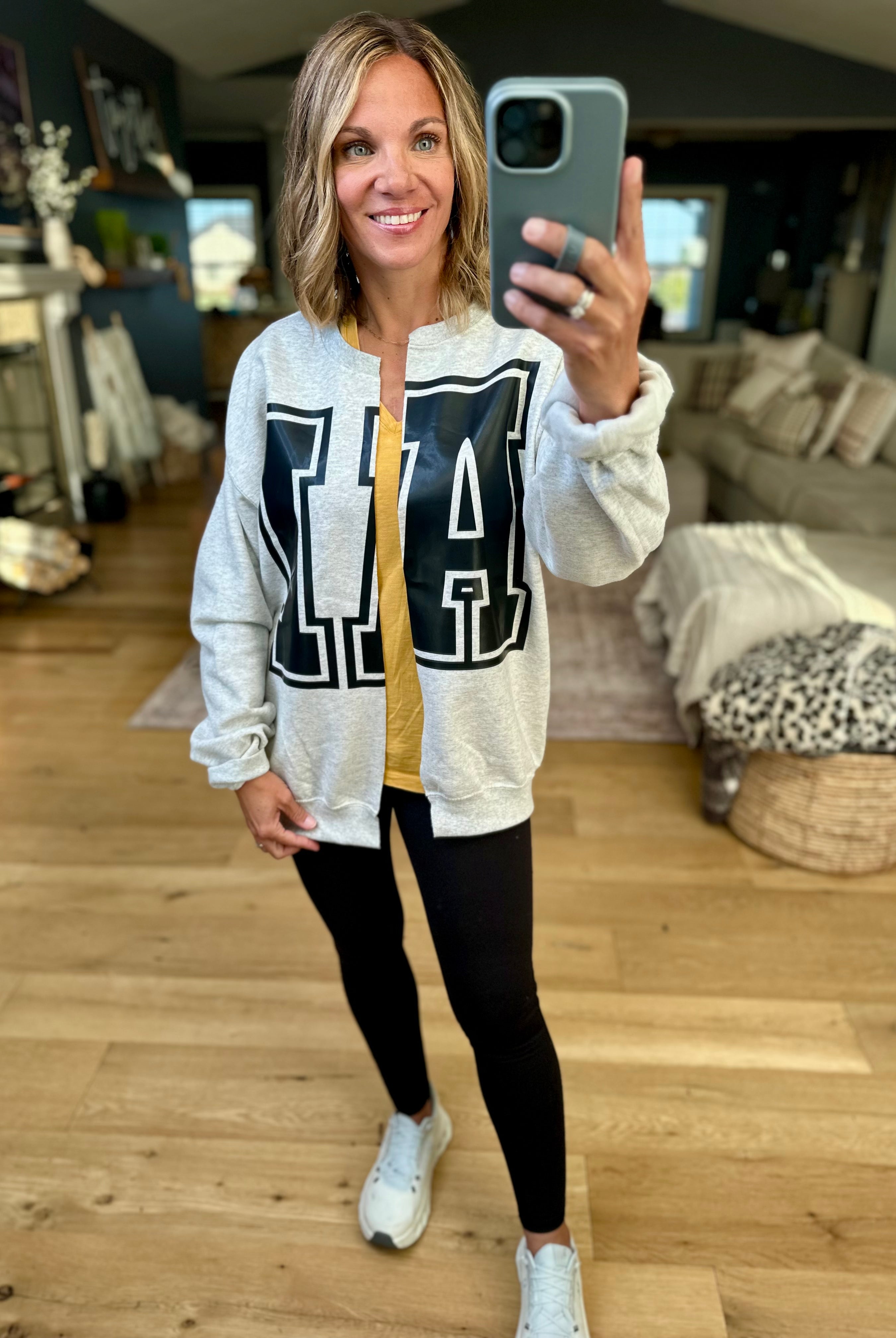 IA Crew Sweatshirt Cardi-Gildan-Anna Kaytes Boutique, Women's Fashion Boutique in Grinnell, Iowa