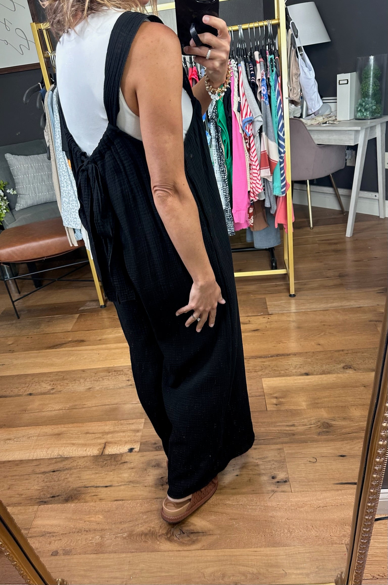 The Dakota Wide-Leg Overall Jumpsuit - Black-Jumpsuits-Bucketlist-Anna Kaytes Boutique, Women's Fashion Boutique in Grinnell, Iowa