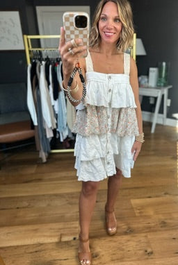 Give It All Back Ruffle Button-Down Dress - Ivory-POL-Anna Kaytes Boutique, Women's Fashion Boutique in Grinnell, Iowa