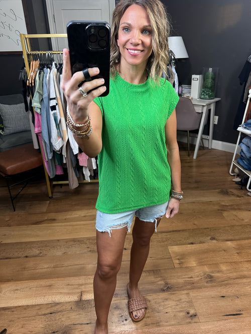 Good To Be Me Textured Top - Green-Les Amis T1478-A-Anna Kaytes Boutique, Women's Fashion Boutique in Grinnell, Iowa