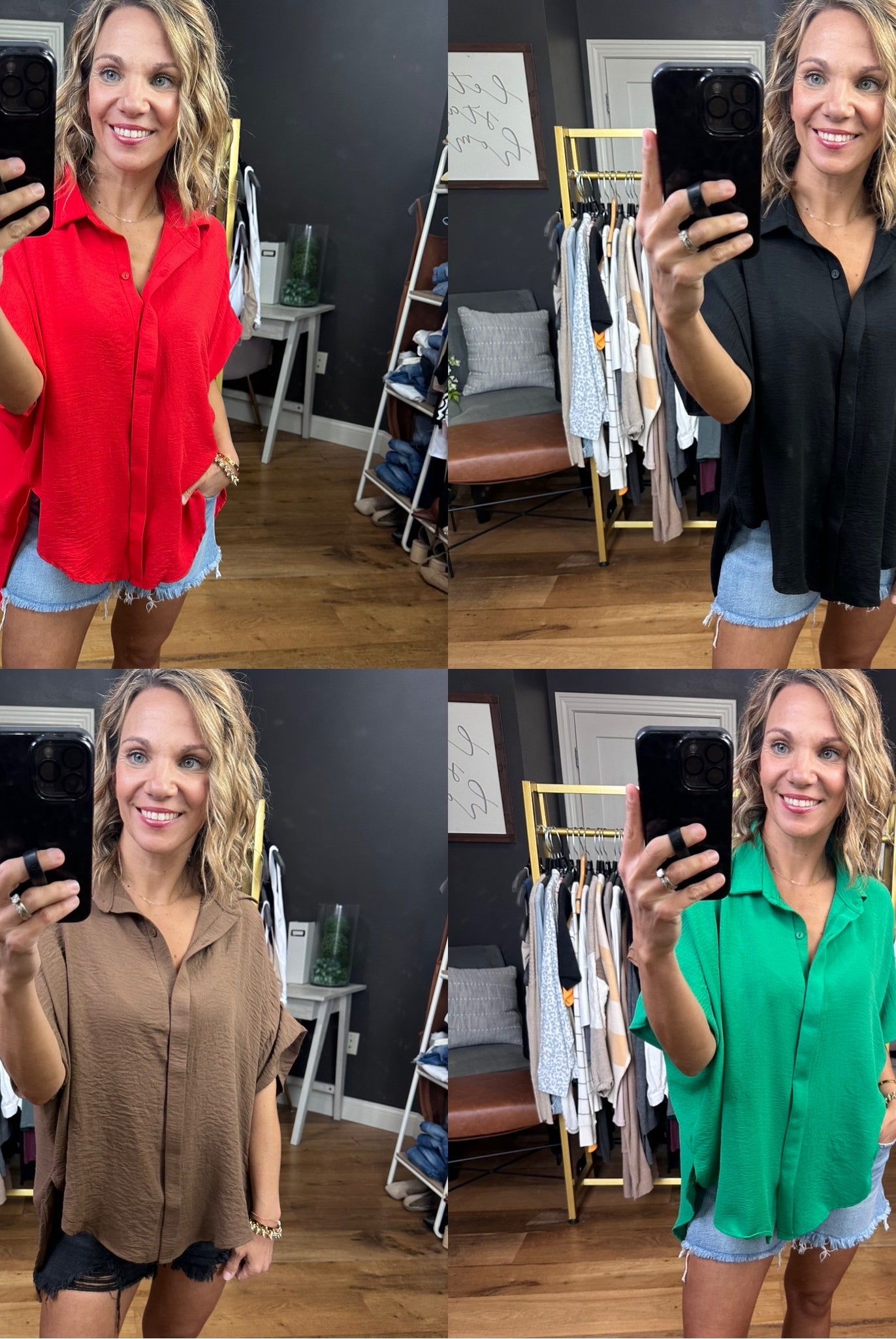 Express Yourself Button-Down Dolman Top - Multiple Options-Short Sleeves-Bucketlist-Anna Kaytes Boutique, Women's Fashion Boutique in Grinnell, Iowa