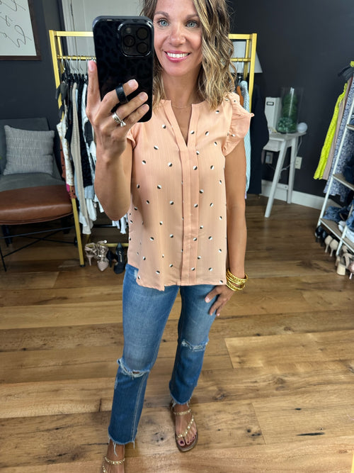Right Space Dotted Top With Flutter Detail - Multiple Options-Blu Pepper TB8189B-Anna Kaytes Boutique, Women's Fashion Boutique in Grinnell, Iowa