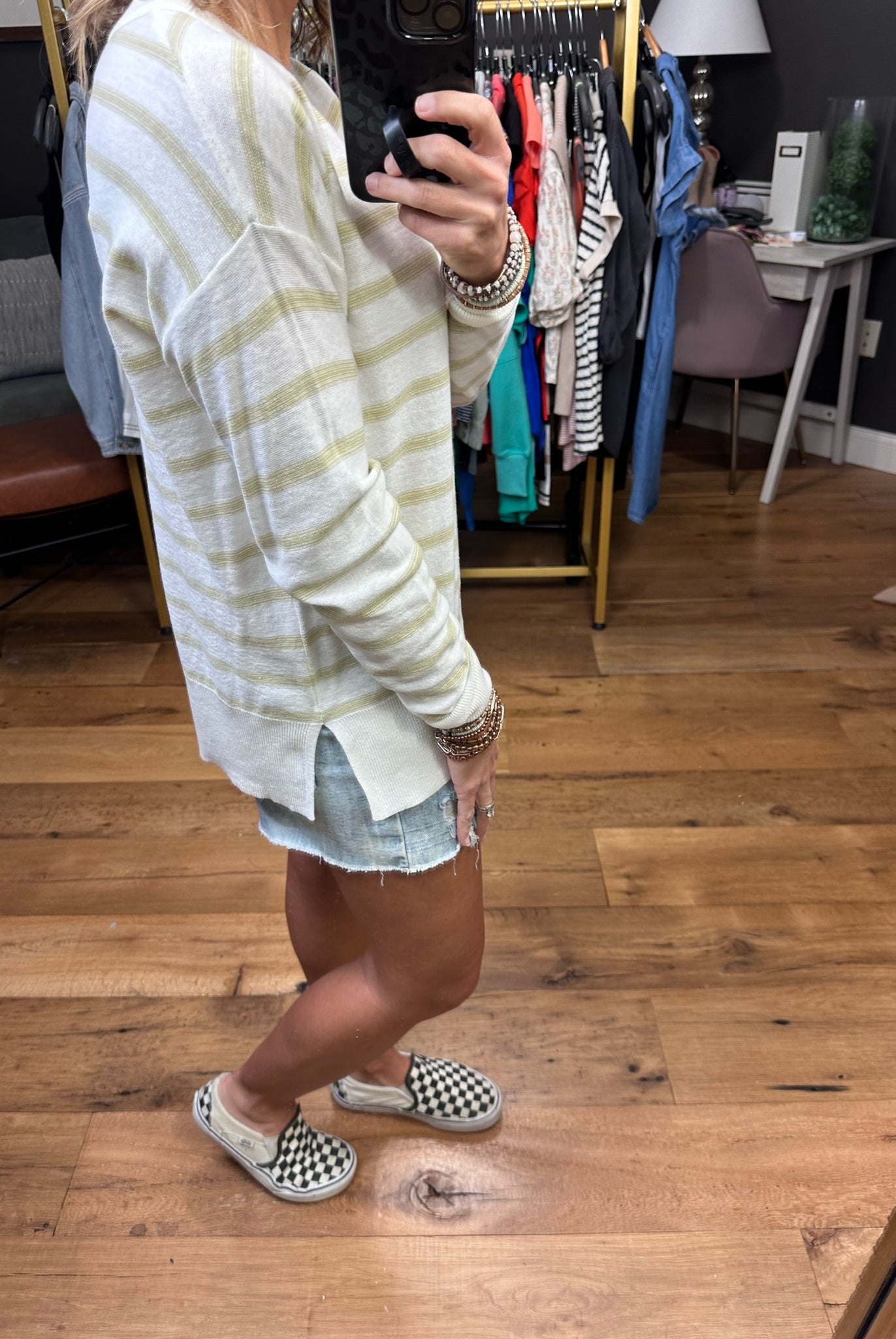 On The Verge Lightweight Striped Sweater - Sage-Sweaters-Be Cool 64039-Anna Kaytes Boutique, Women's Fashion Boutique in Grinnell, Iowa