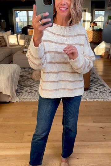 **The Way It Goes Striped Knit Sweater-Wishlist-Anna Kaytes Boutique, Women's Fashion Boutique in Grinnell, Iowa