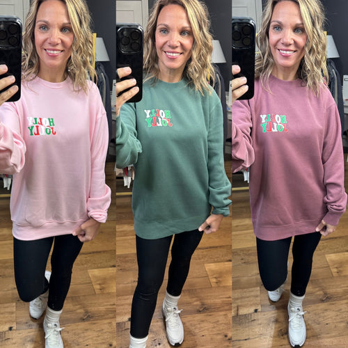Holly Jolly Era Crewneck Sweatshirt - Multiple Options-AK Exclusive Independent Trading Co & Bella Canvas-Anna Kaytes Boutique, Women's Fashion Boutique in Grinnell, Iowa
