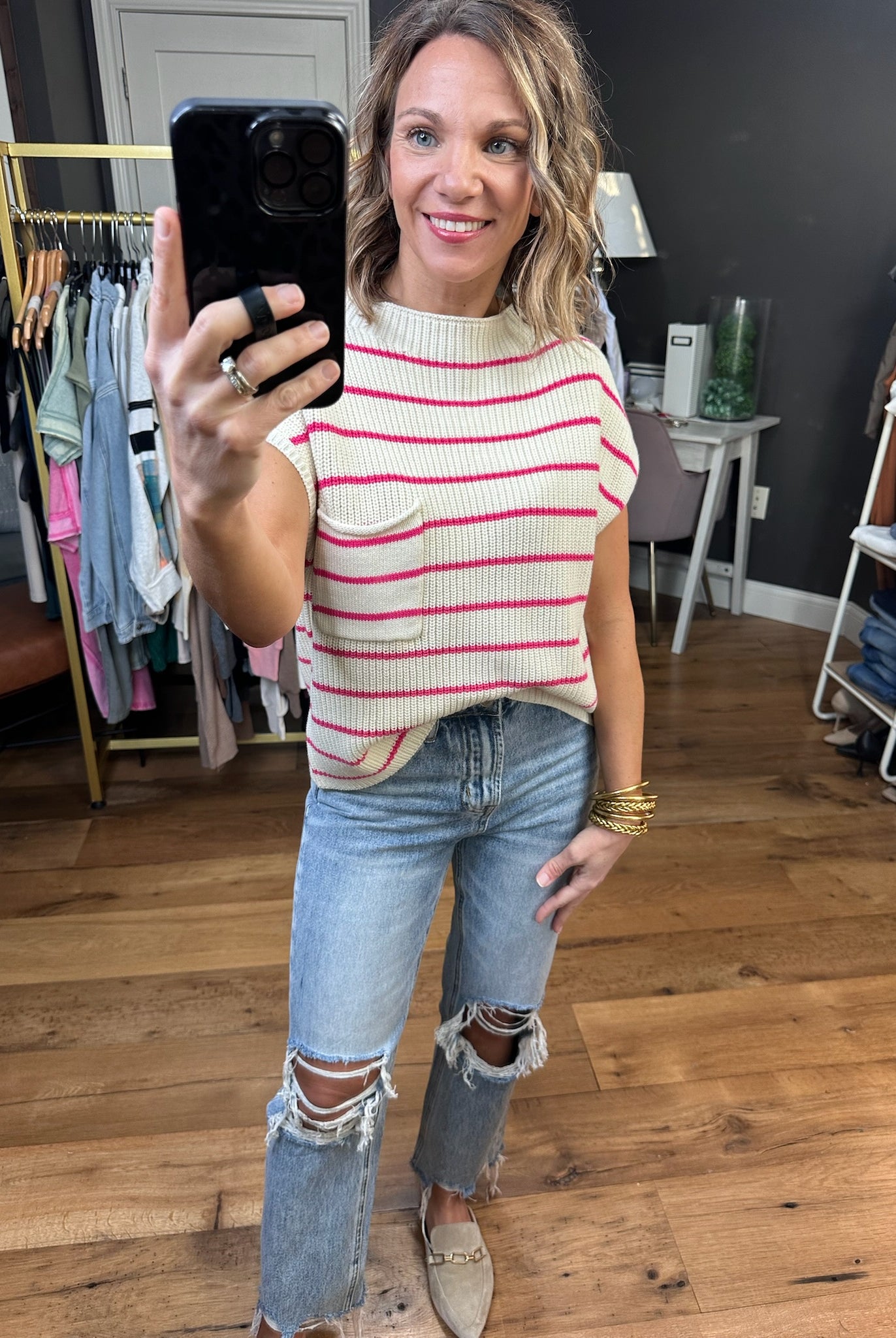 Here Comes The Sun Striped Knit Top - Multiple Options-Short Sleeves-By Together W1168-Anna Kaytes Boutique, Women's Fashion Boutique in Grinnell, Iowa