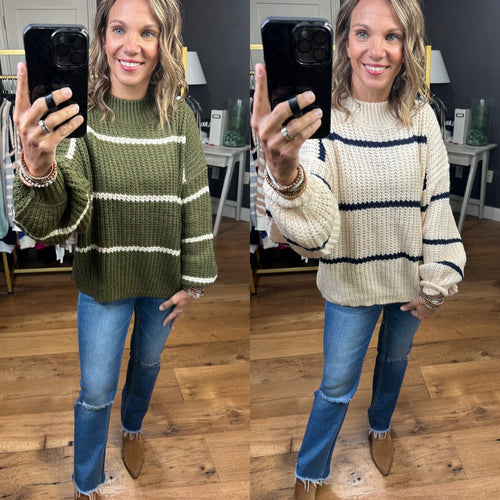 For Tonight Striped Knit Oversized Sweater - Multiple Options-Hyyve HF23F686-Anna Kaytes Boutique, Women's Fashion Boutique in Grinnell, Iowa