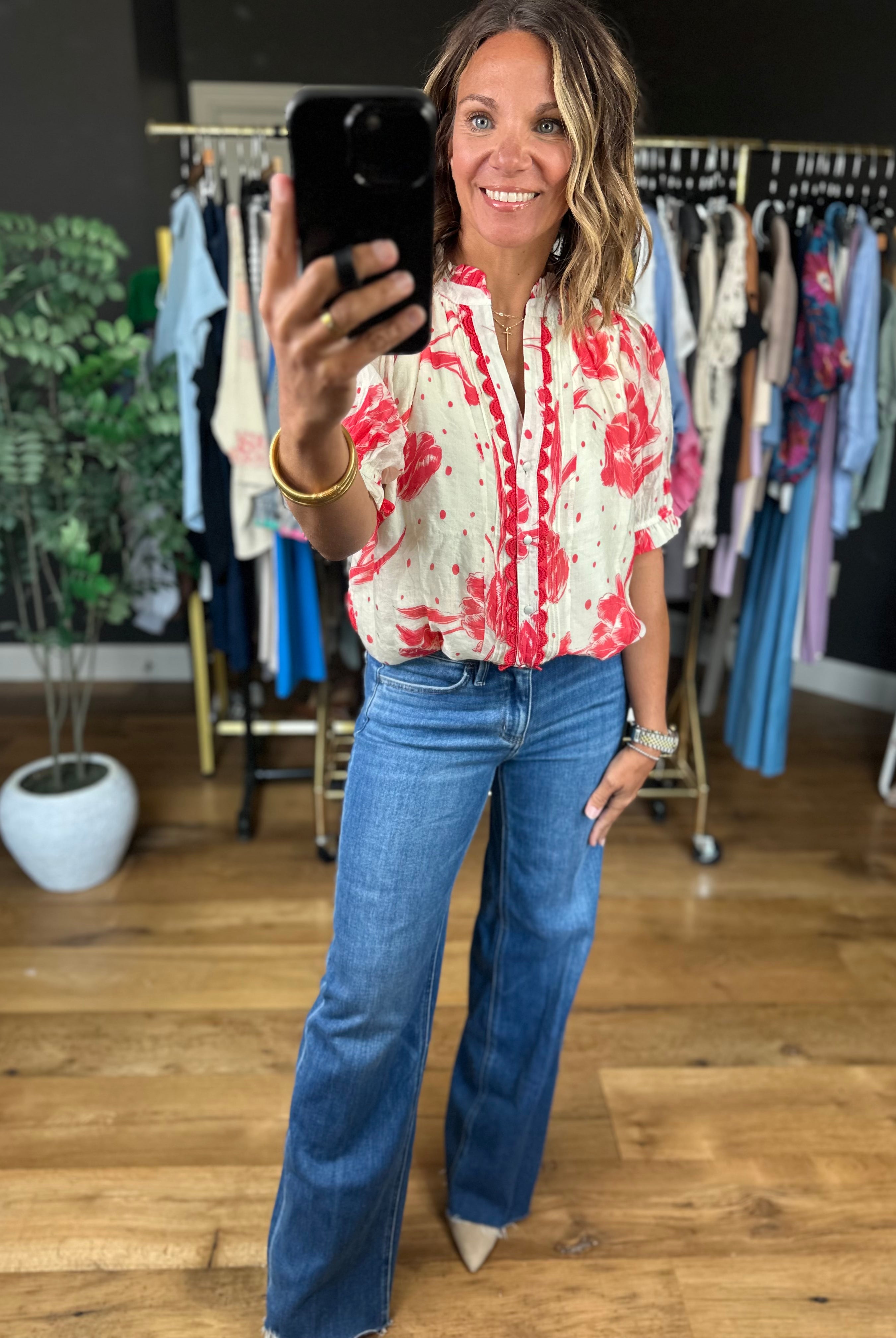 Favorite Day Floral Top-Short Sleeves-Umgee-Anna Kaytes Boutique, Women's Fashion Boutique in Grinnell, Iowa