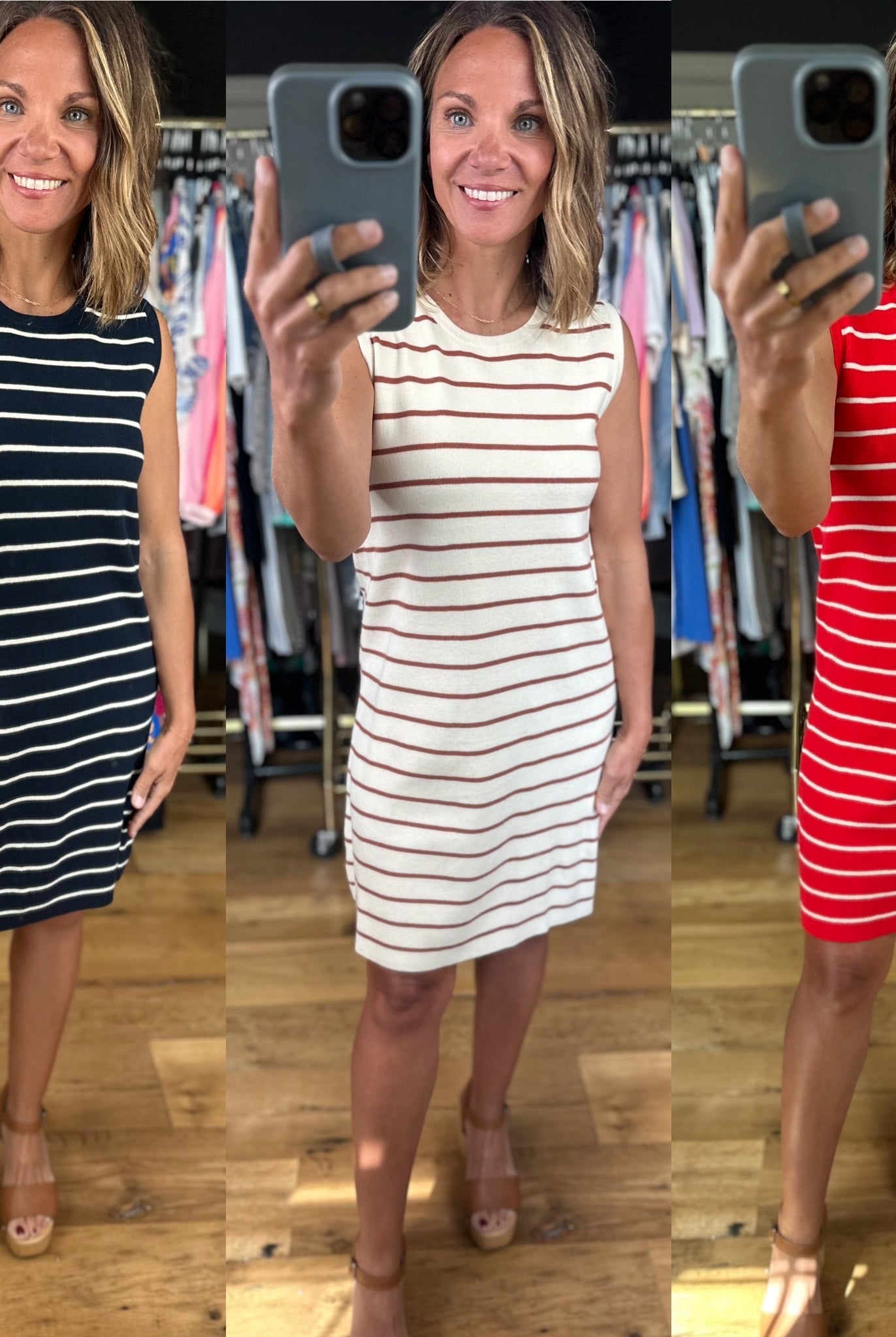 Everyday Classic Striped Knit Tank Dress-Dresses-Wishlist-Anna Kaytes Boutique, Women's Fashion Boutique in Grinnell, Iowa