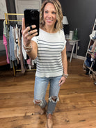 Namely Nautical Short Sleeve Striped Sweater - Ivory/Navy-Sweaters-Staccato 54520-Anna Kaytes Boutique, Women's Fashion Boutique in Grinnell, Iowa